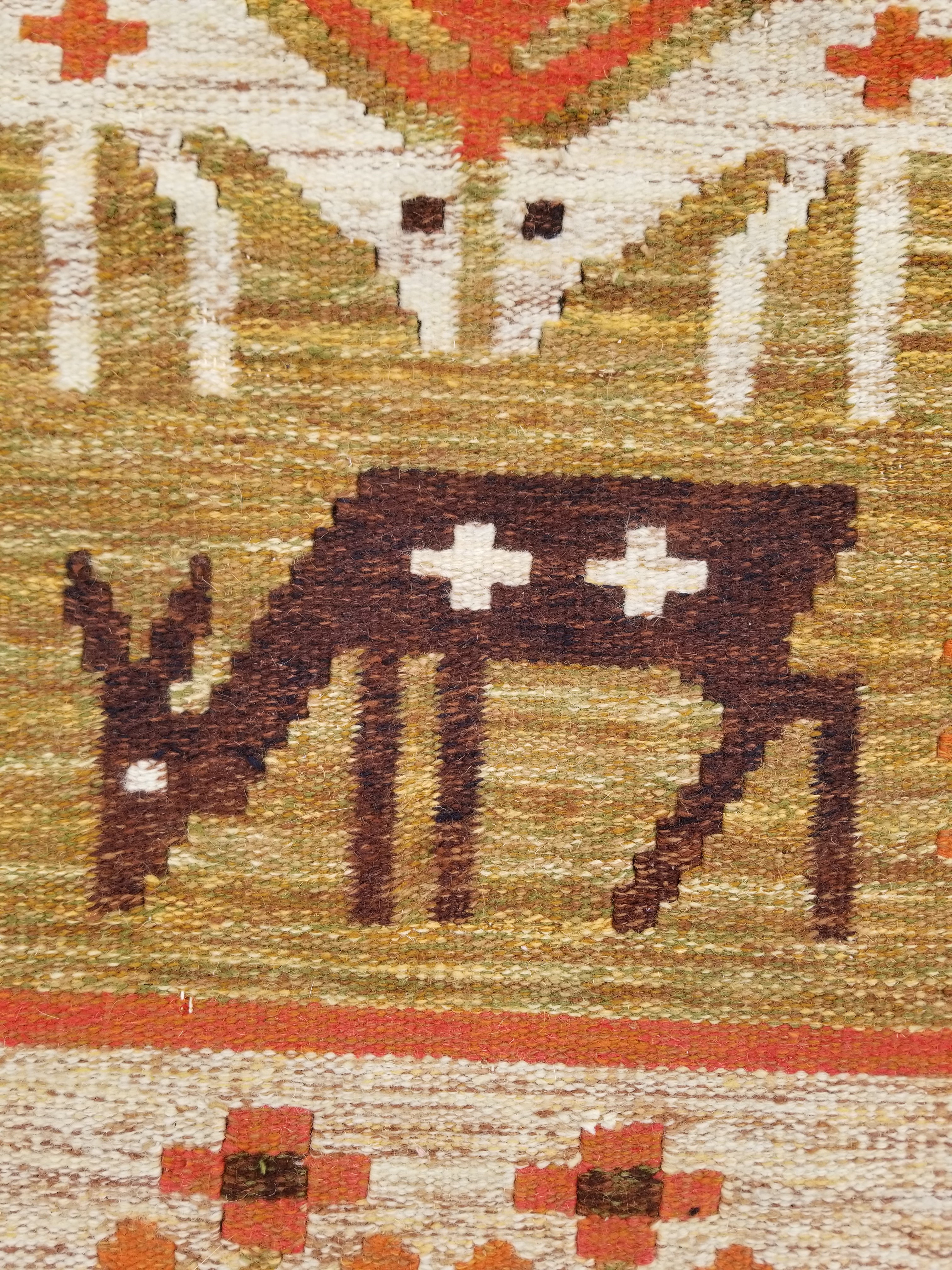 Vintage Mid Century Handwoven Scandinavian Wool Wall Hanging Tapestry 93x73cm