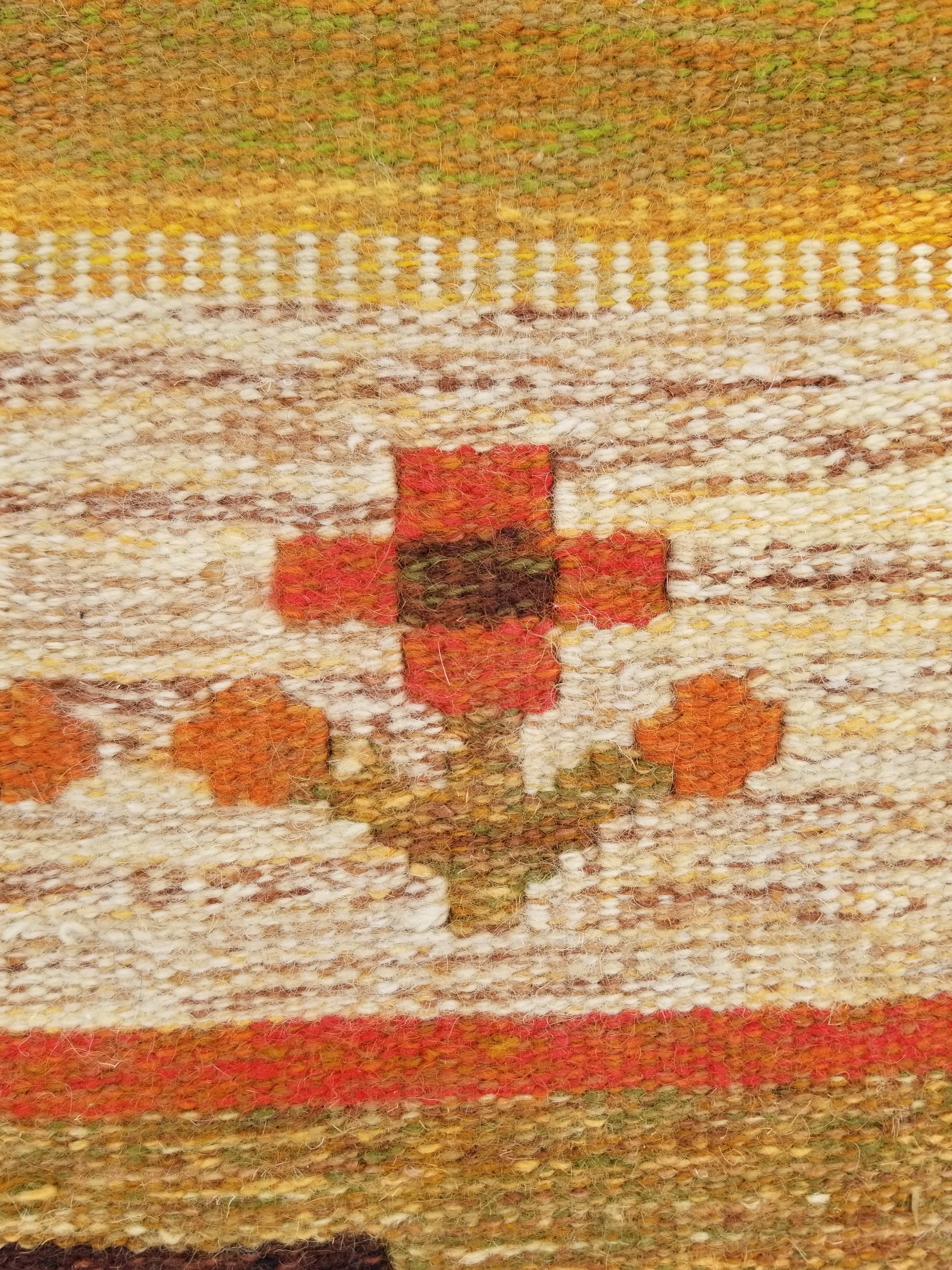 Vintage Mid Century Handwoven Scandinavian Wool Wall Hanging Tapestry 93x73cm