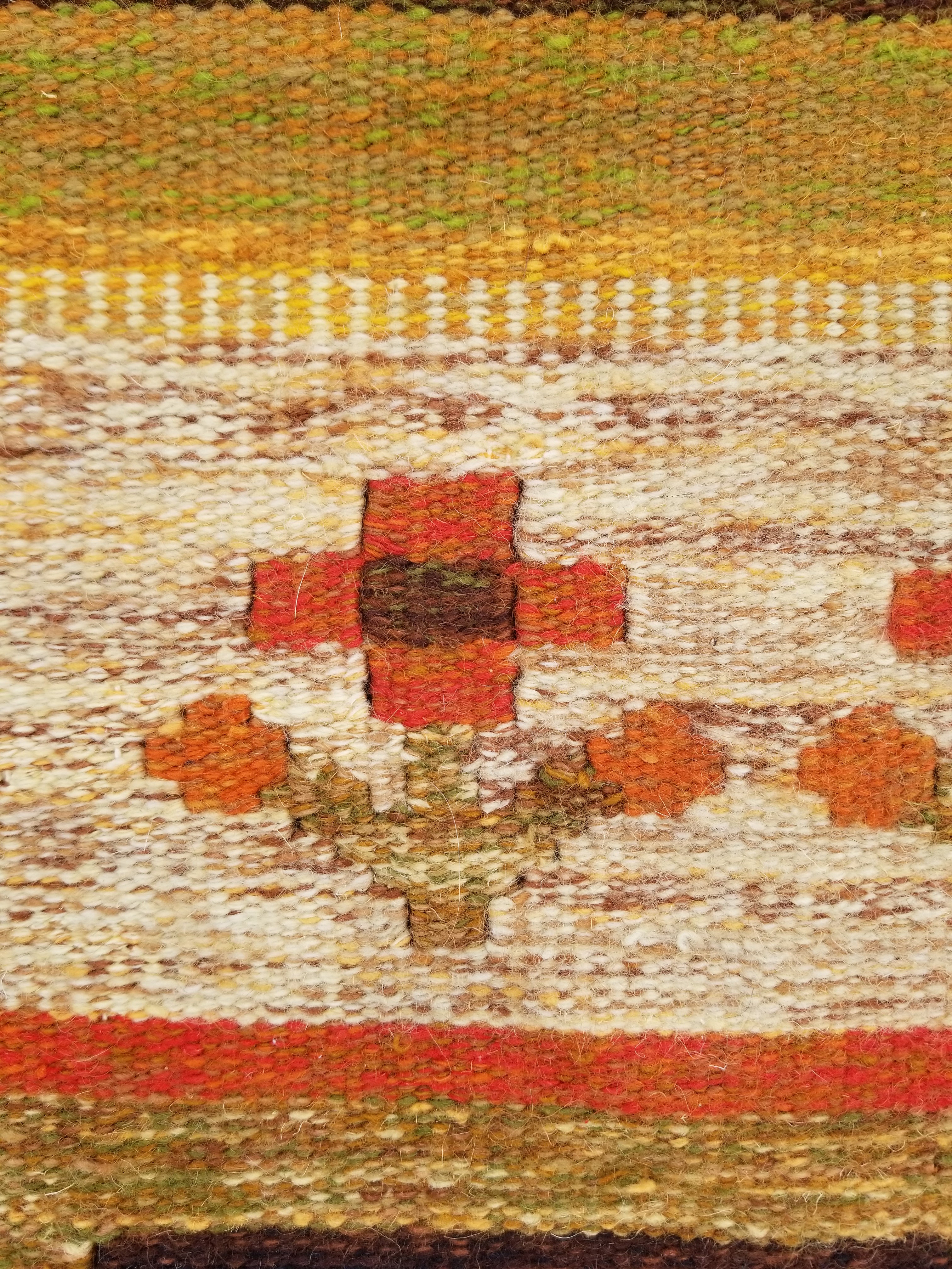 Vintage Mid Century Handwoven Scandinavian Wool Wall Hanging Tapestry 93x73cm