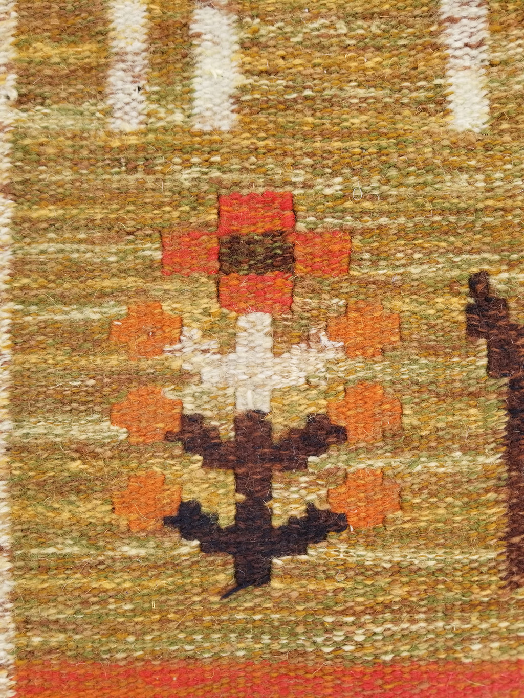 Vintage Mid Century Handwoven Scandinavian Wool Wall Hanging Tapestry 93x73cm