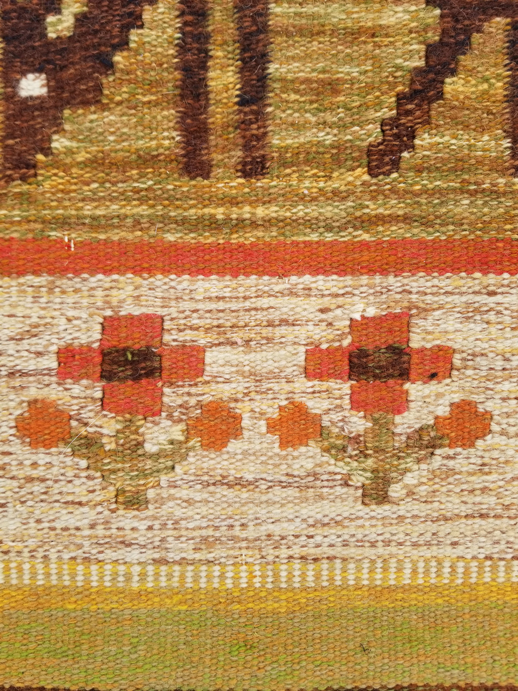 Vintage Mid Century Handwoven Scandinavian Wool Wall Hanging Tapestry 93x73cm