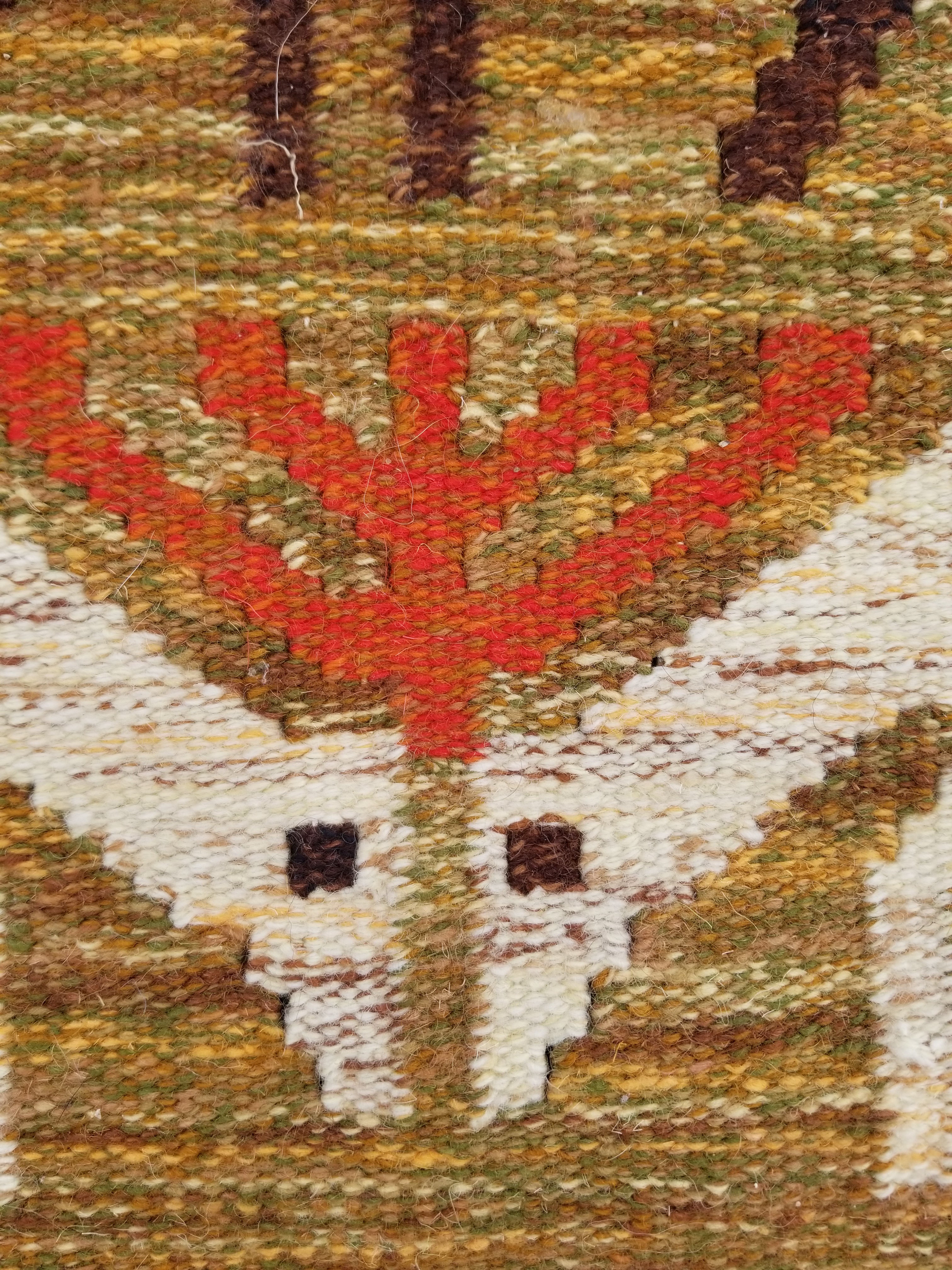 Vintage Mid Century Handwoven Scandinavian Wool Wall Hanging Tapestry 93x73cm