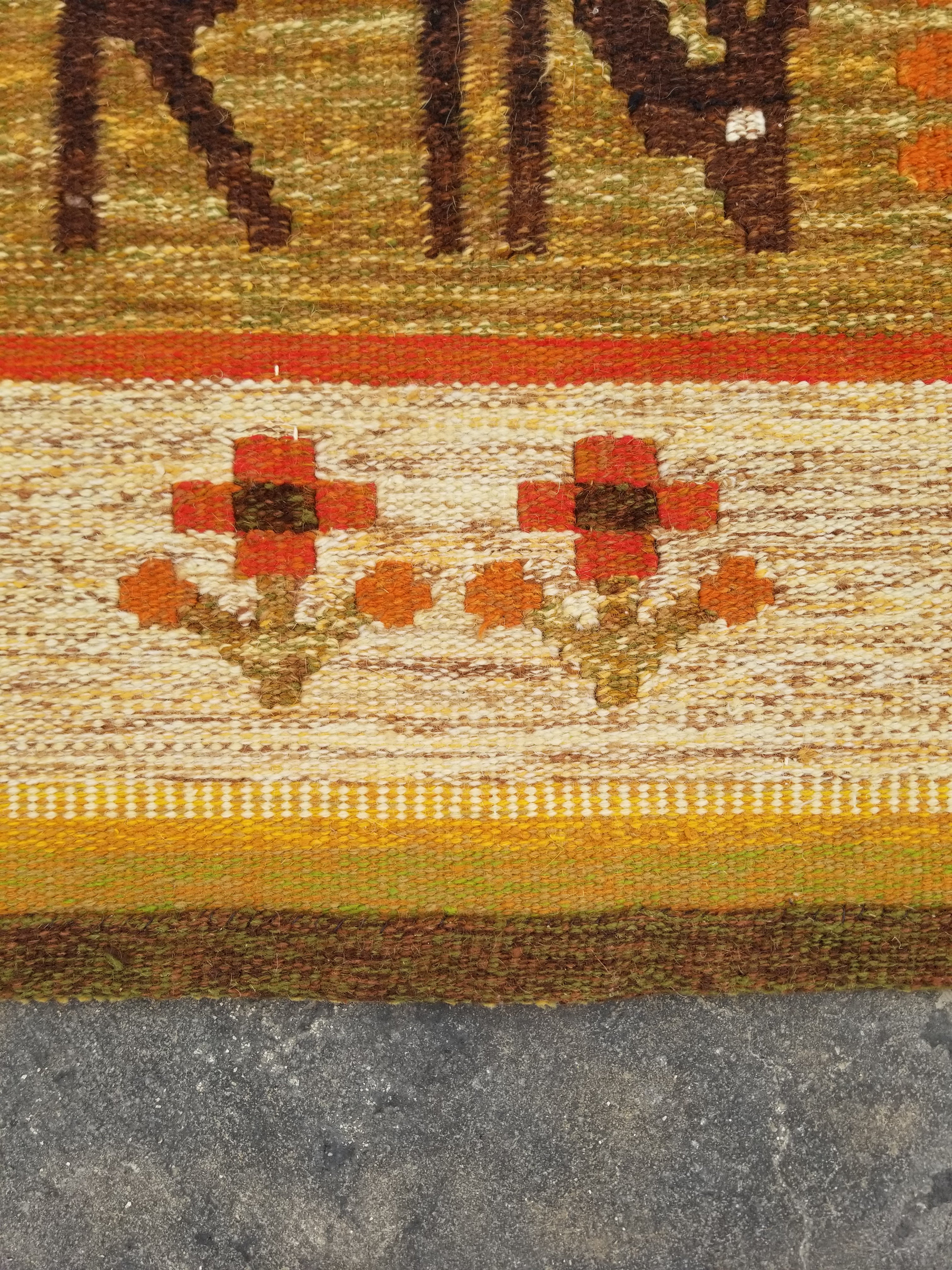 Vintage Mid Century Handwoven Scandinavian Wool Wall Hanging Tapestry 93x73cm