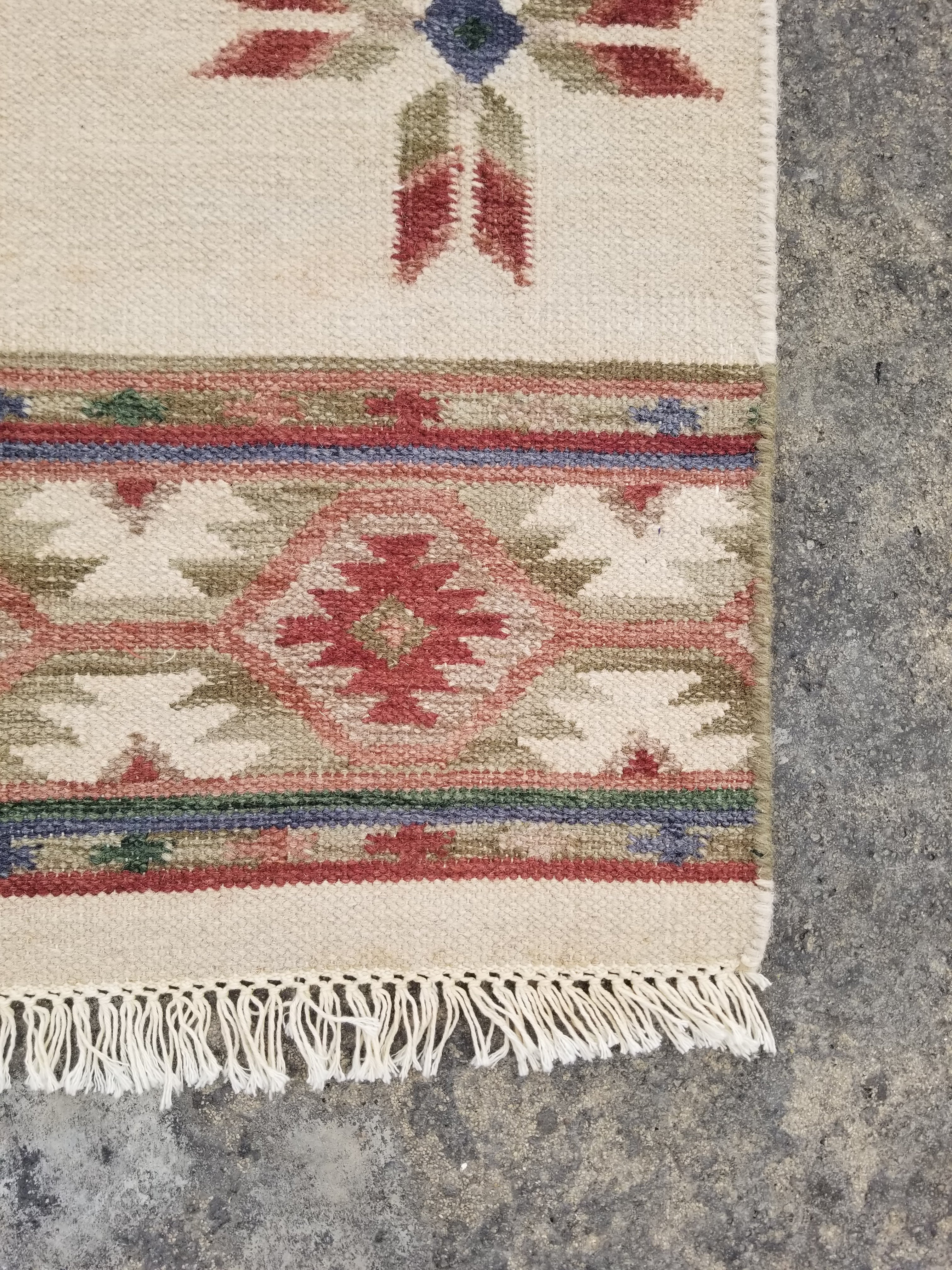 Vintage Traditional Handmade Mexican Wool Multicolor Kilim 124x76cm