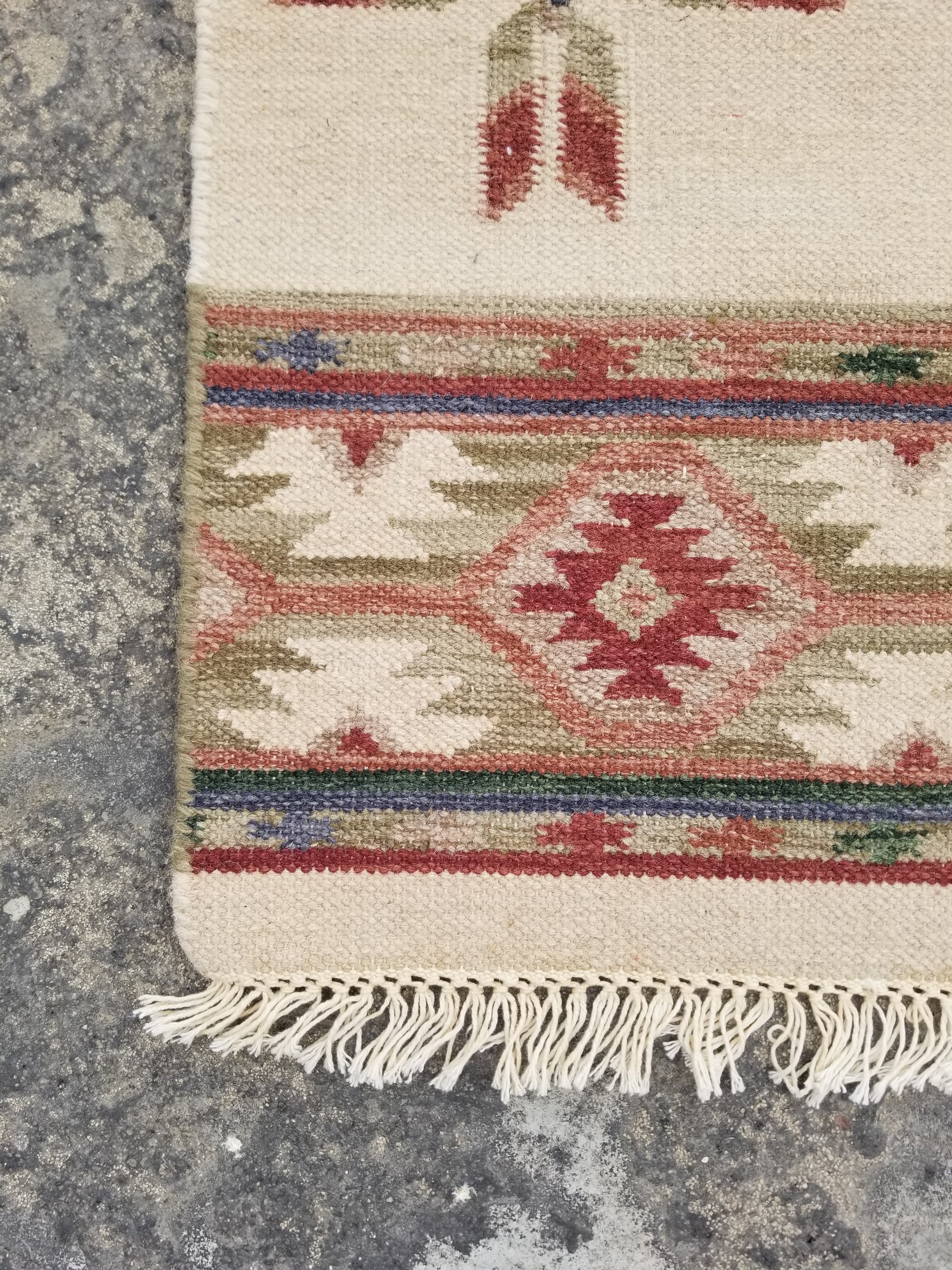 Vintage Traditional Handmade Mexican Wool Multicolor Kilim 124x76cm