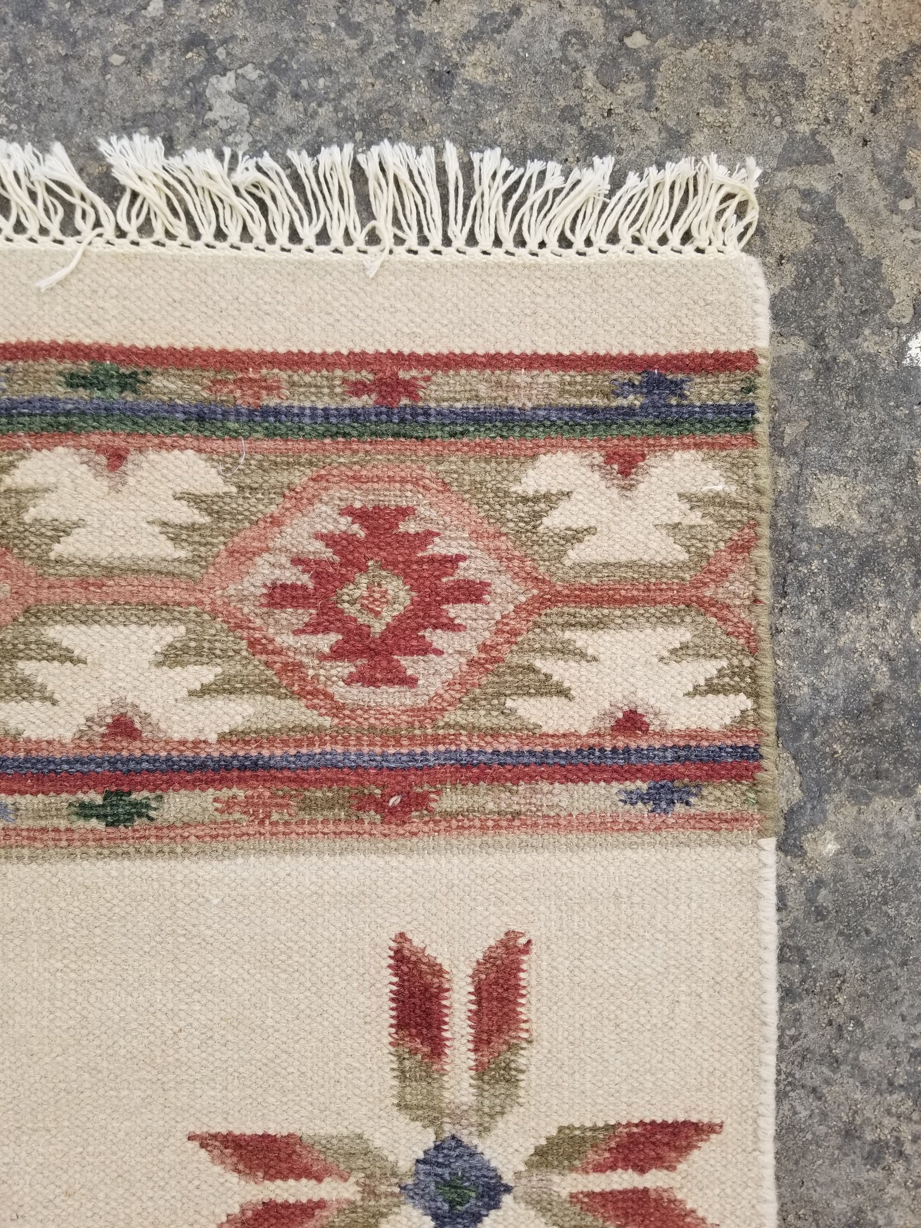 Vintage Traditional Handmade Mexican Wool Multicolor Kilim 124x76cm