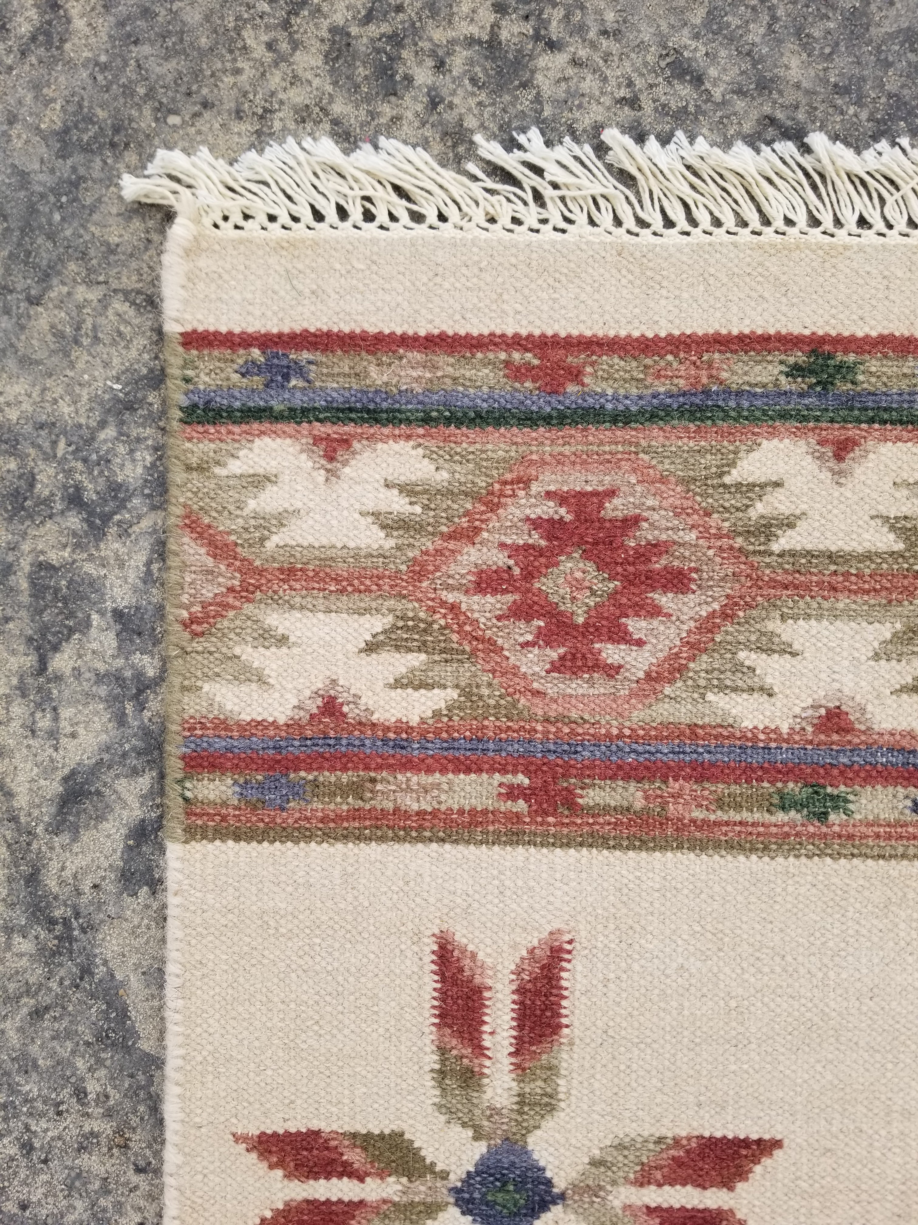 Vintage Traditional Handmade Mexican Wool Multicolor Kilim 124x76cm