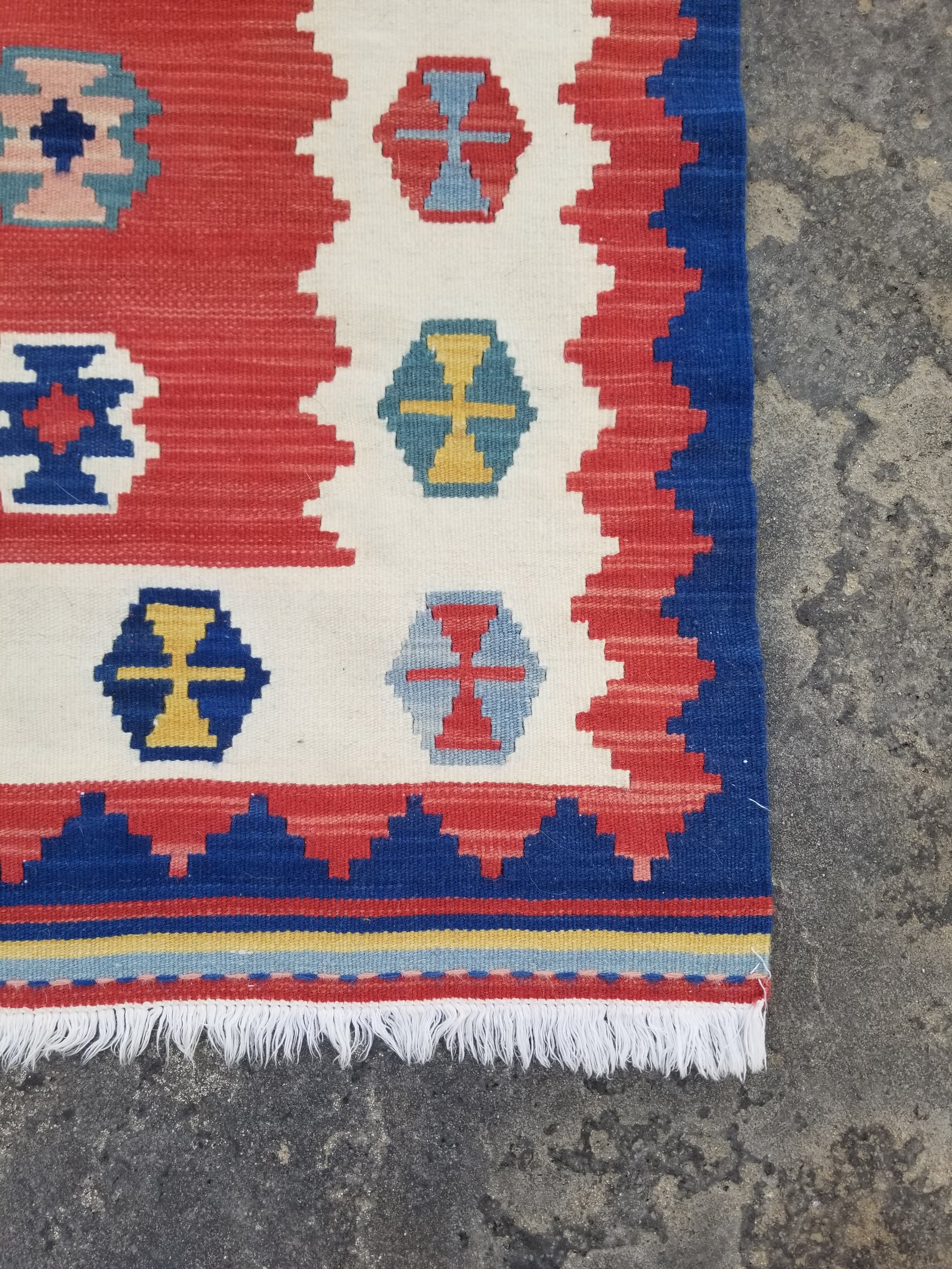 Vintage Traditional Handmade Turkish Wool Multicolor Kilim 116x83cm