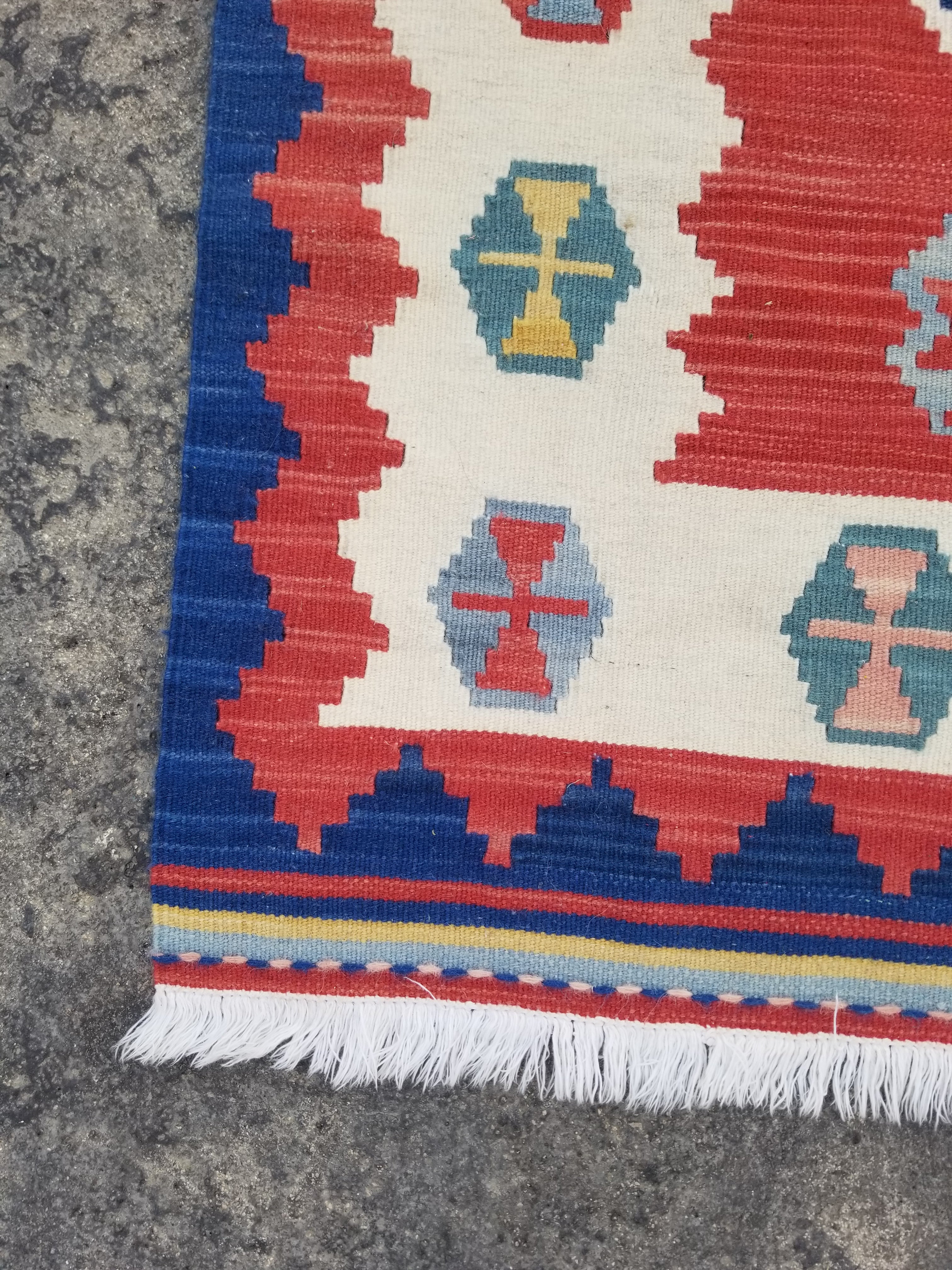 Vintage Traditional Handmade Turkish Wool Multicolor Kilim 116x83cm