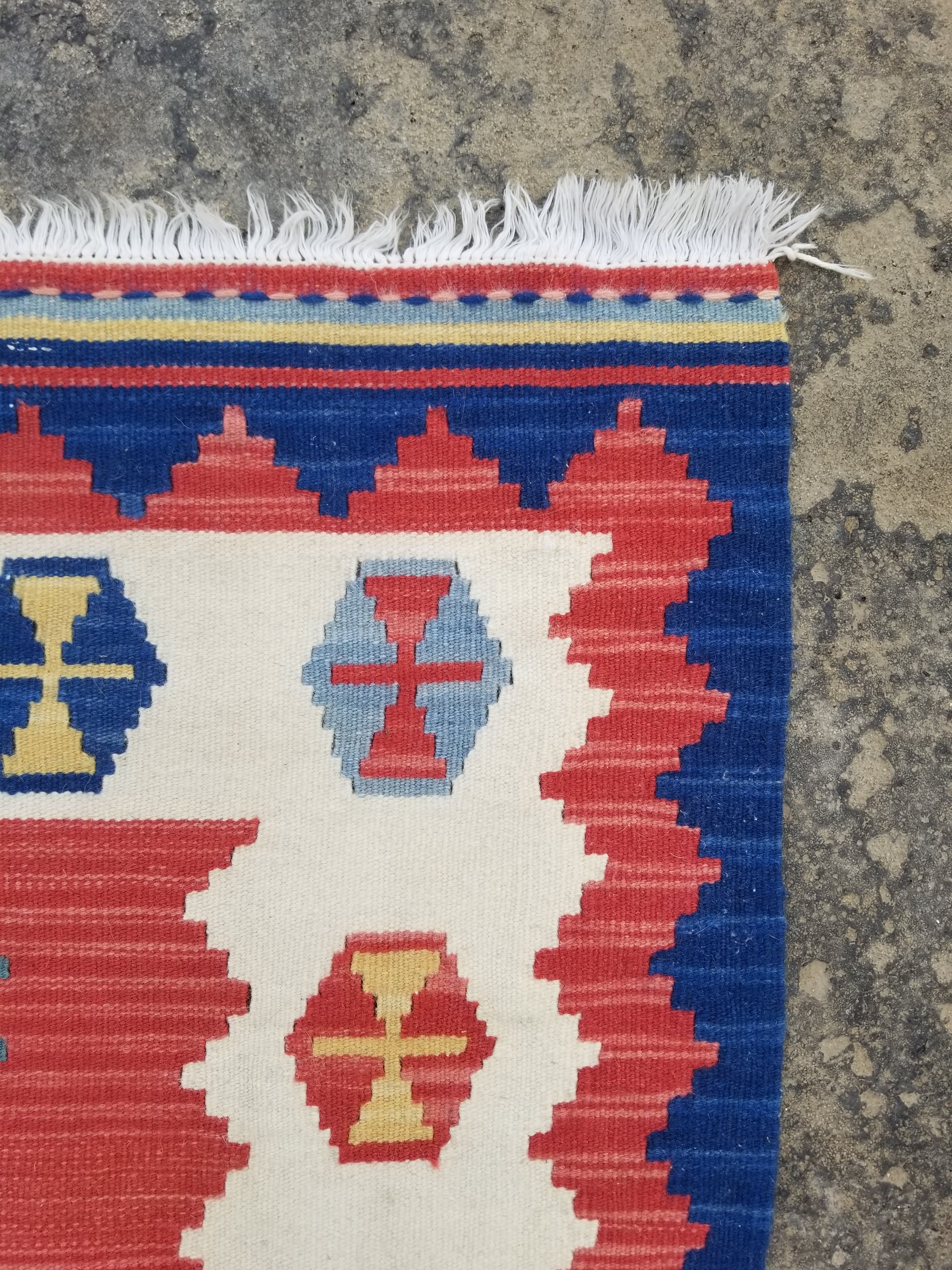 Vintage Traditional Handmade Turkish Wool Multicolor Kilim 116x83cm