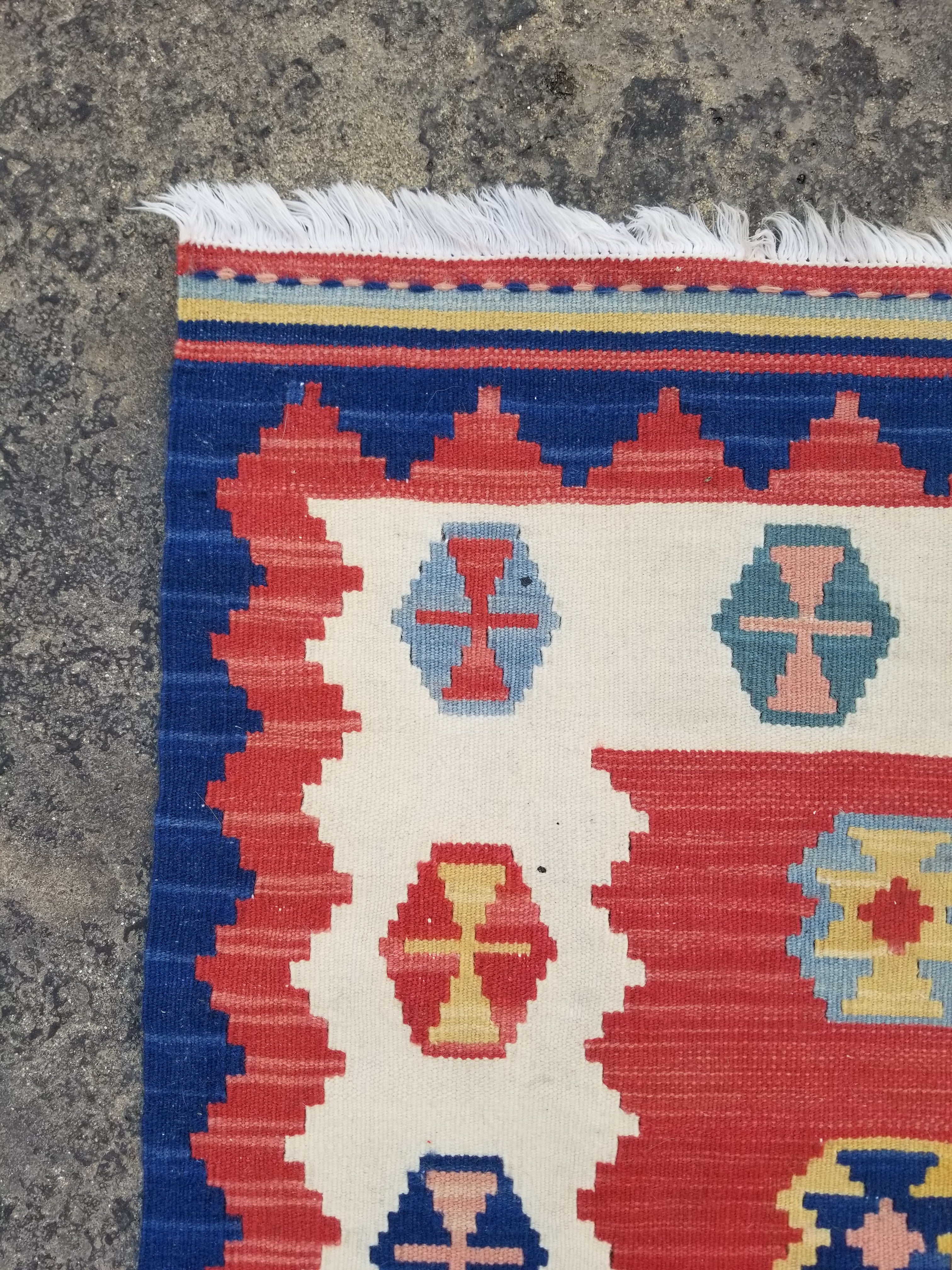 Vintage Traditional Handmade Turkish Wool Multicolor Kilim 116x83cm