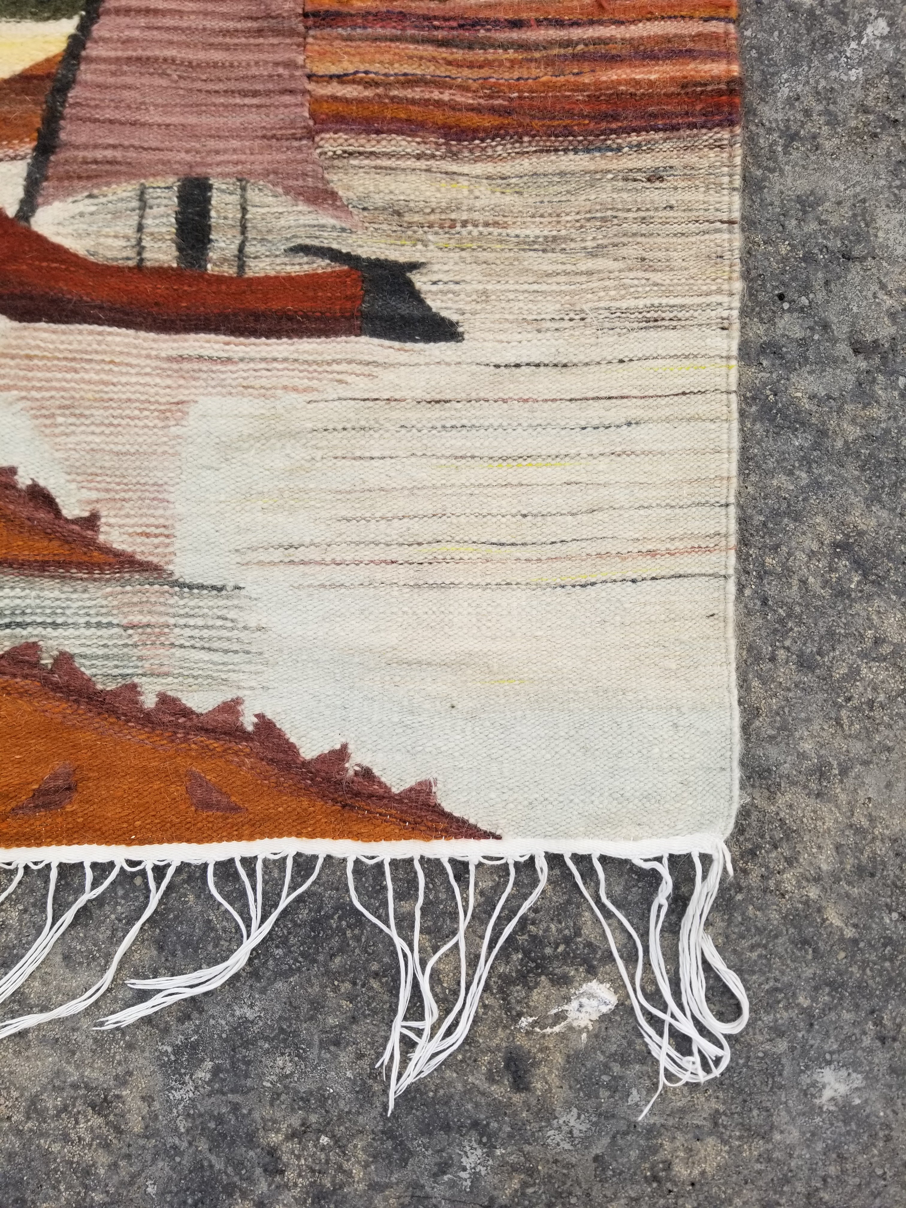 Vintage Traditional Handmade Egyptian Wool Multicolor Kilim Tapestry 121x68cm