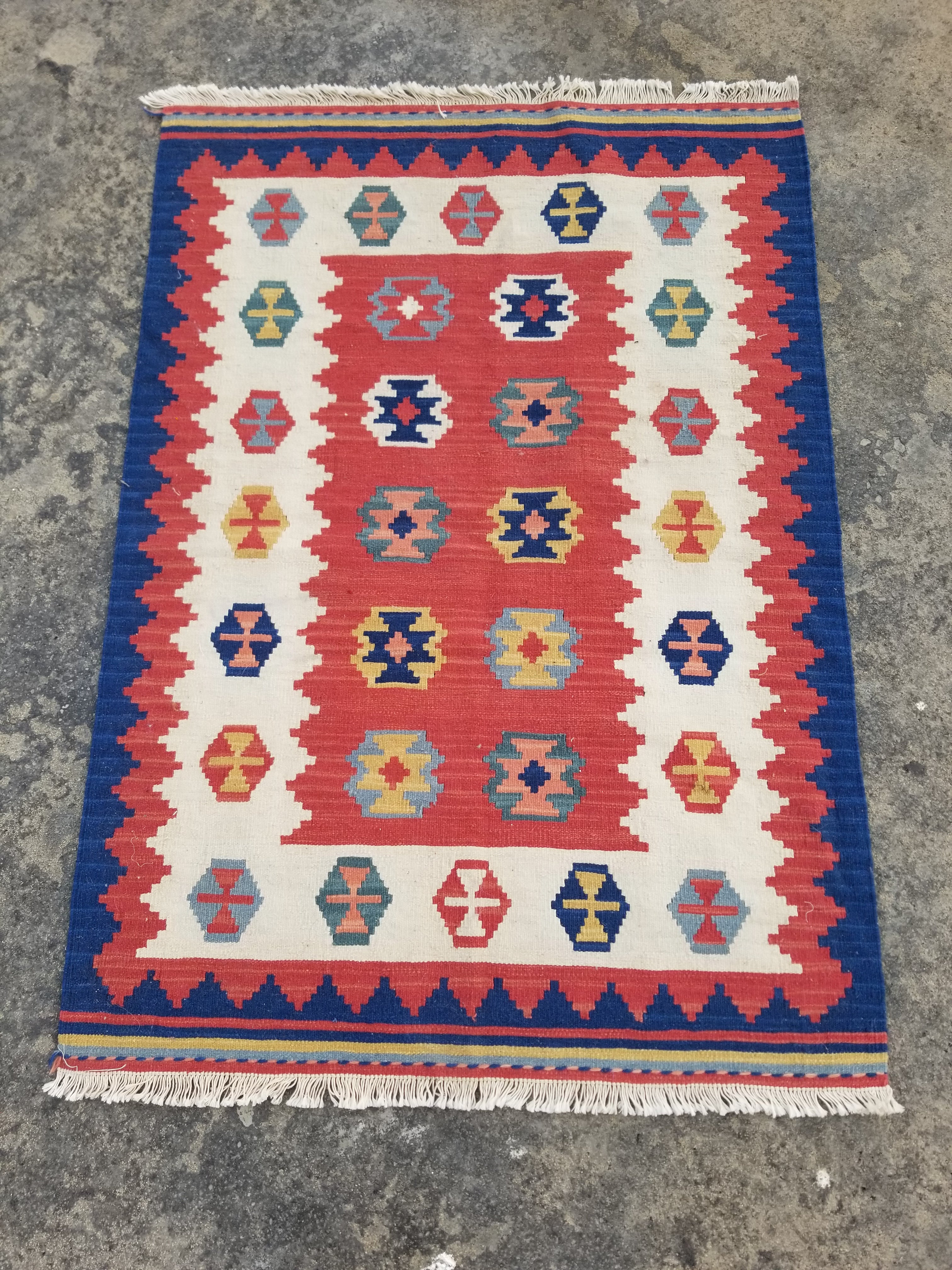 Vintage Traditional Handmade Turkish Wool Multicolor Kilim 119x83cm