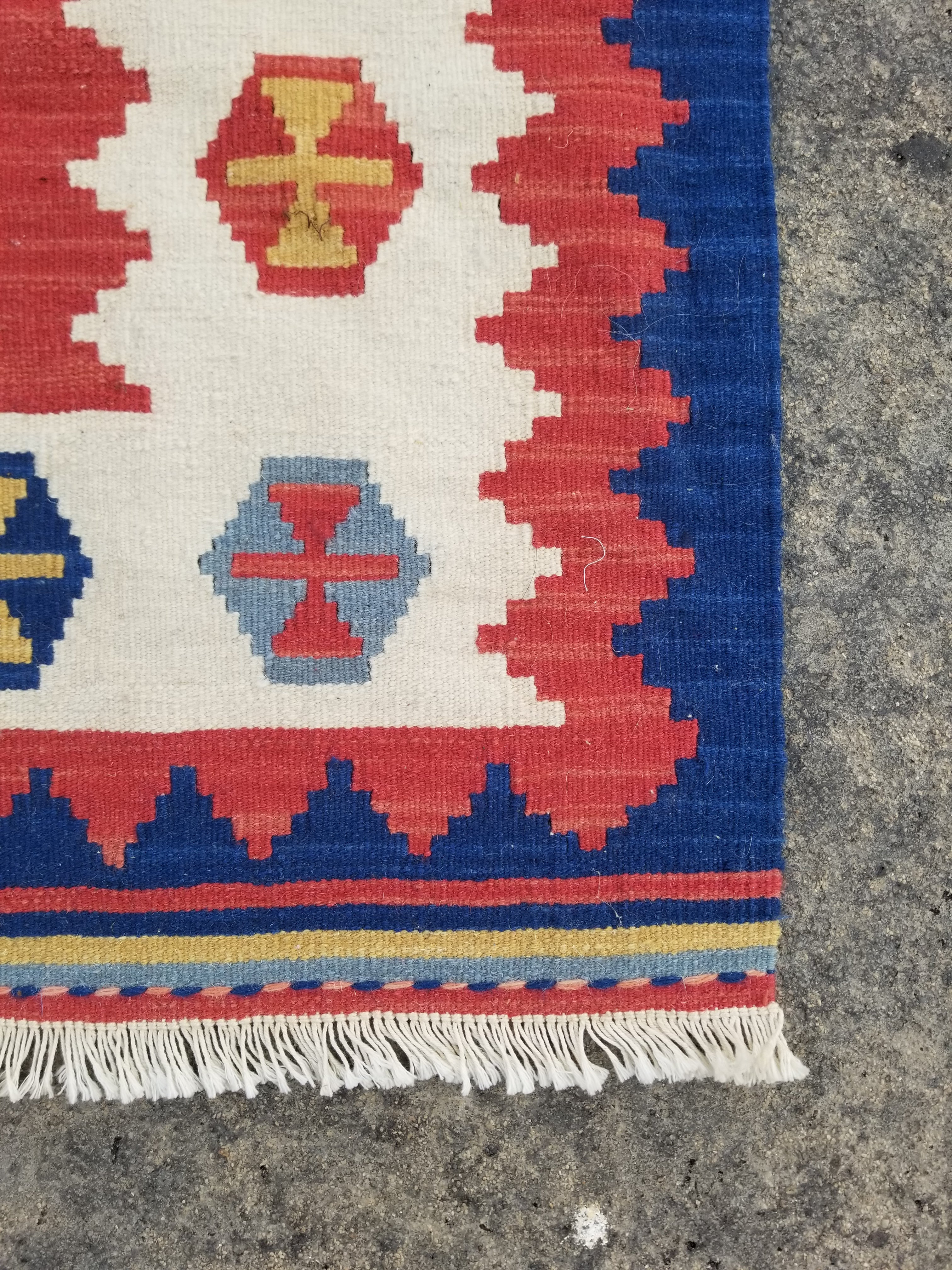 Vintage Traditional Handmade Turkish Wool Multicolor Kilim 119x83cm