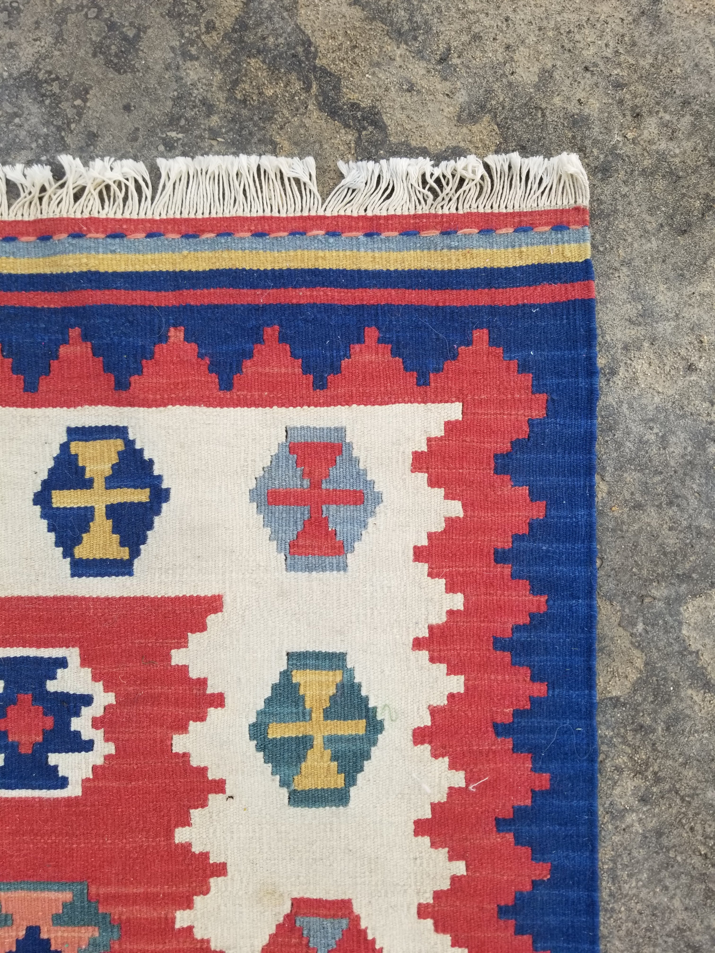 Vintage Traditional Handmade Turkish Wool Multicolor Kilim 119x83cm