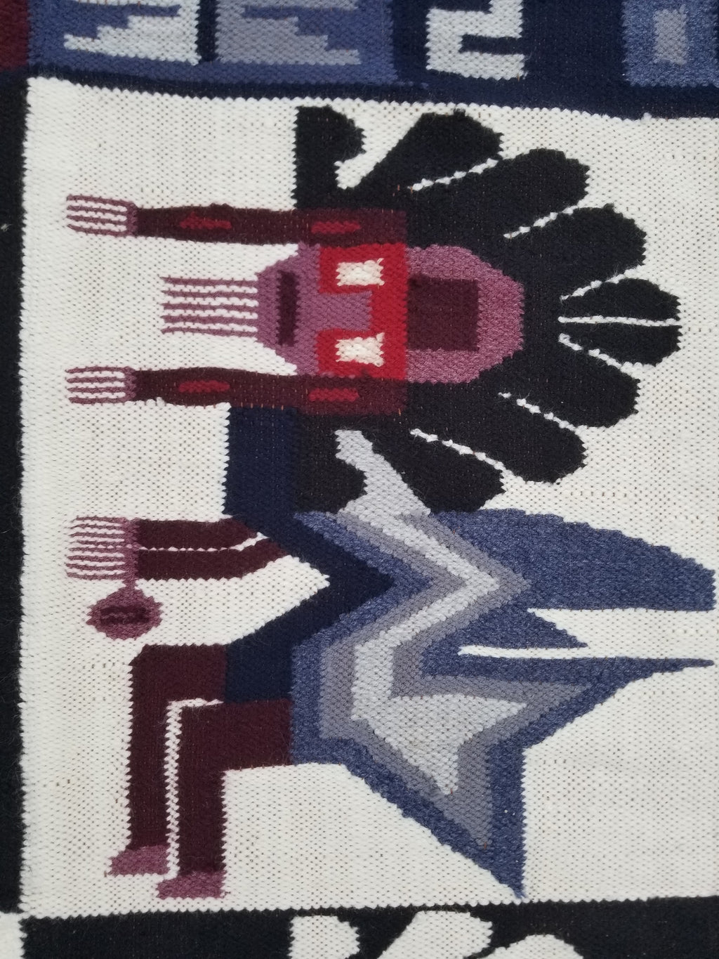Vintage Handwoven Peruvian Incan Diety Folk Art Kilim Tapestry 157x119cm