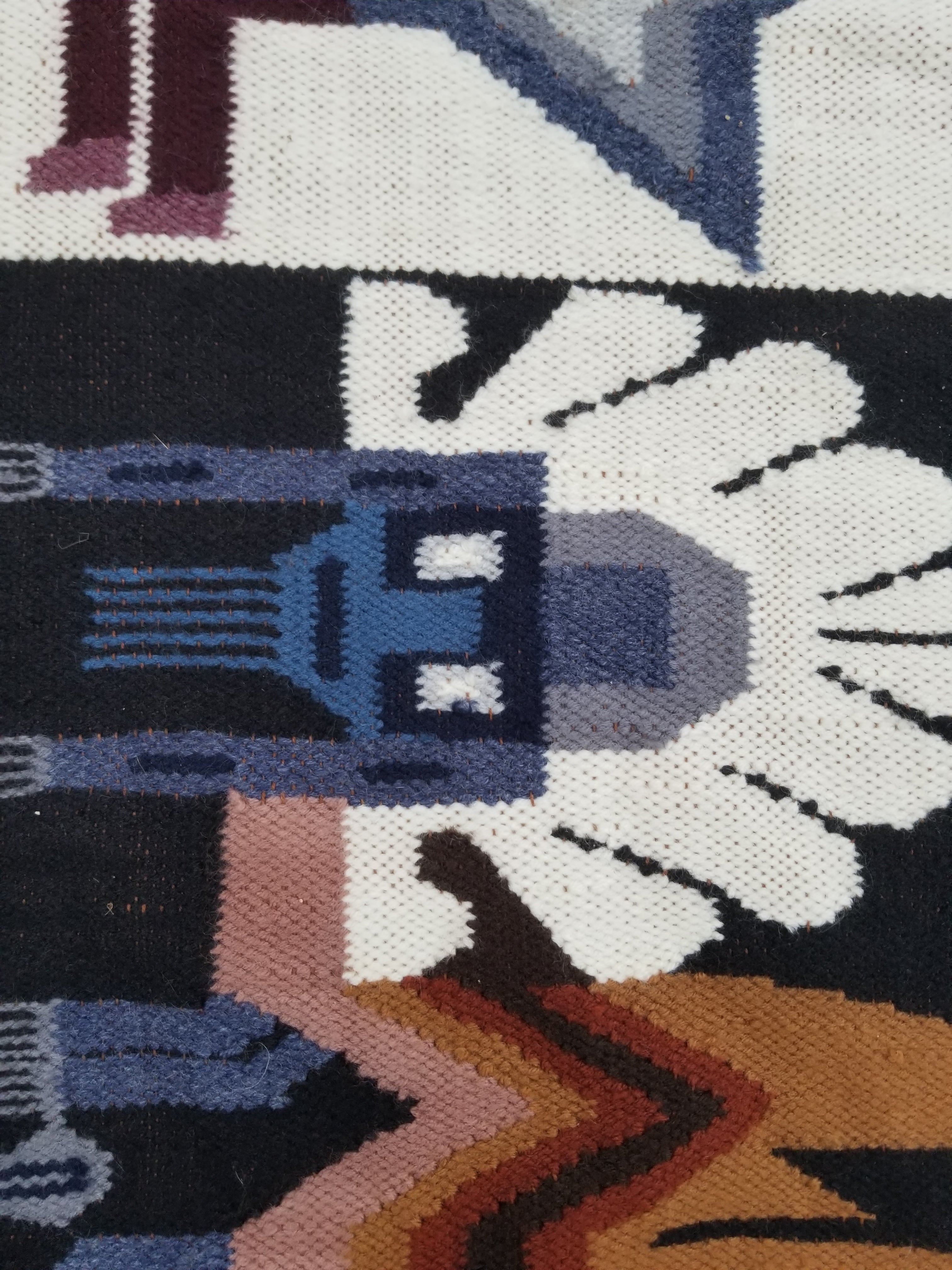 Vintage Handwoven Peruvian Incan Diety Folk Art Kilim Tapestry 157x119cm
