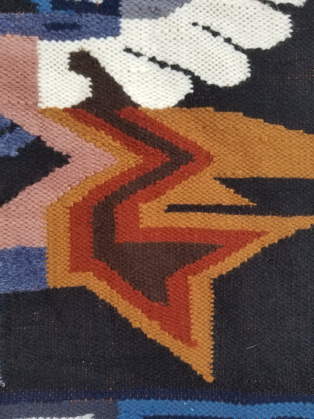 Vintage Handwoven Peruvian Incan Diety Folk Art Kilim Tapestry 157x119cm