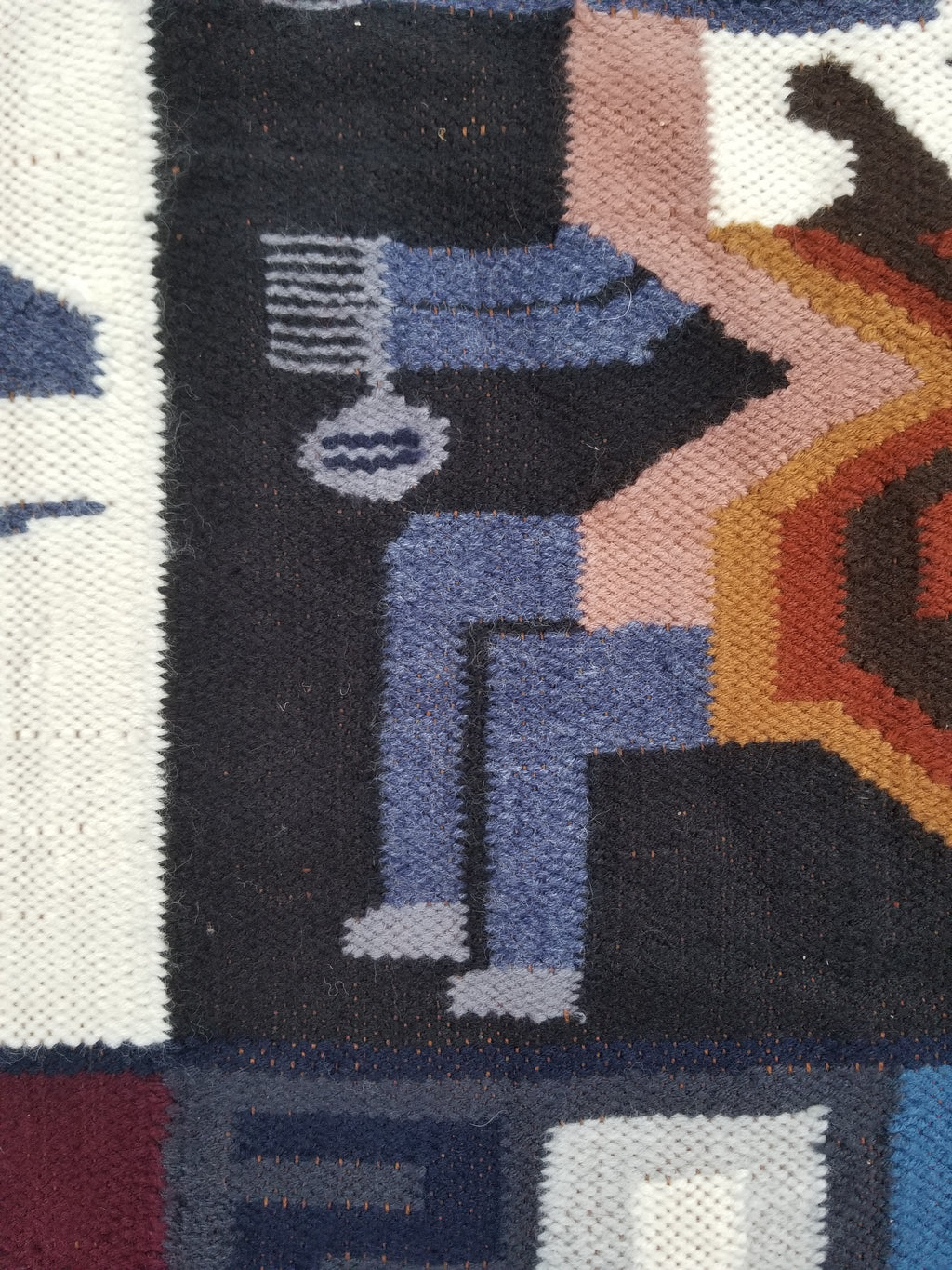 Vintage Handwoven Peruvian Incan Diety Folk Art Kilim Tapestry 157x119cm