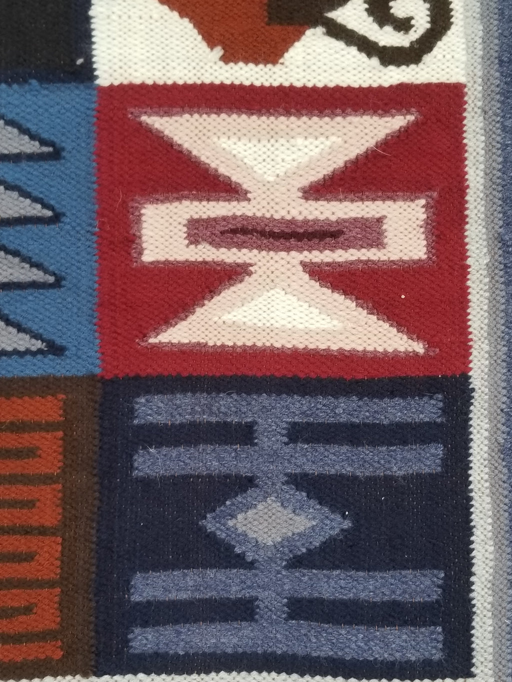 Vintage Handwoven Peruvian Incan Diety Folk Art Kilim Tapestry 157x119cm