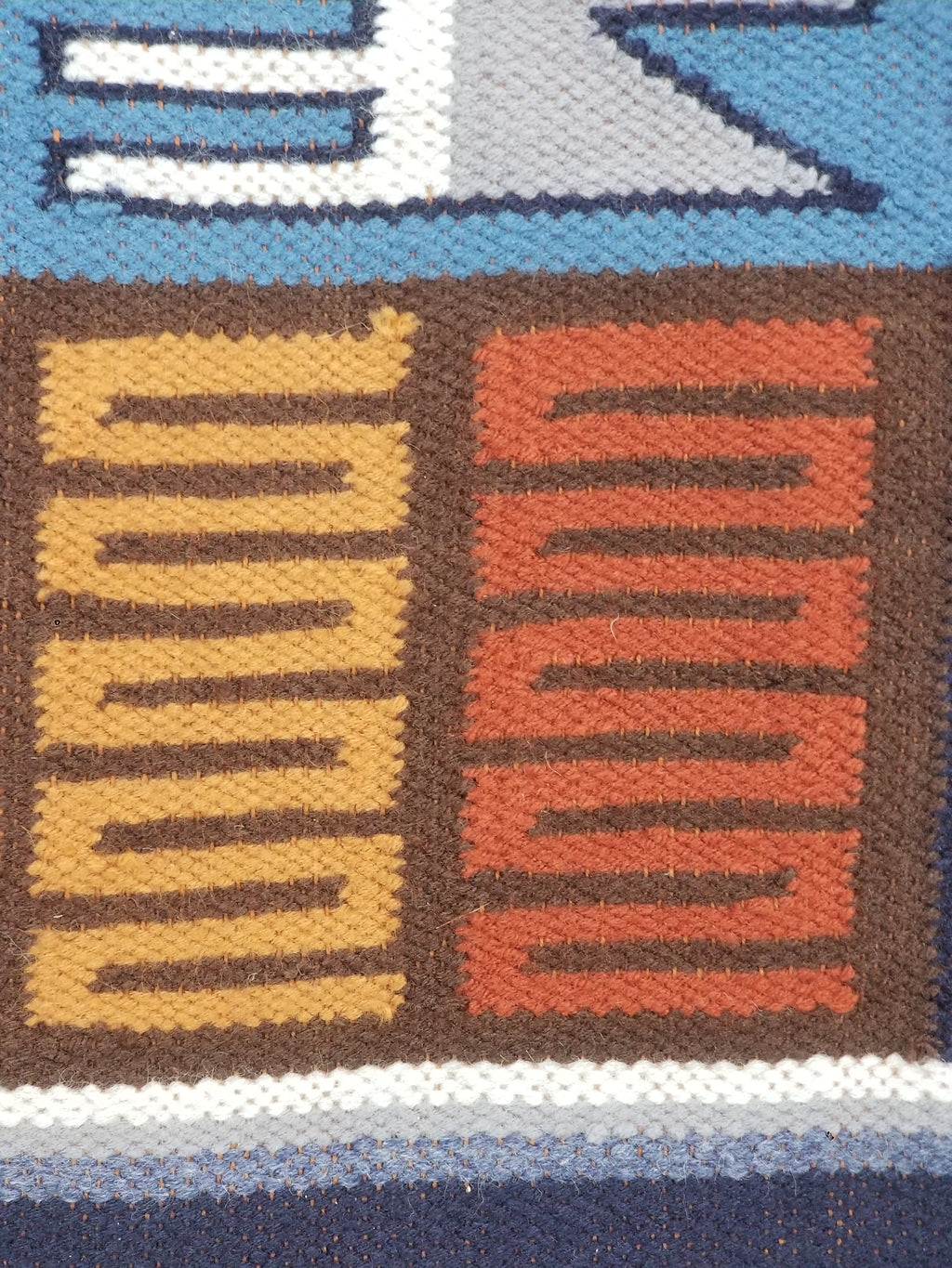 Vintage Handwoven Peruvian Incan Diety Folk Art Kilim Tapestry 157x119cm