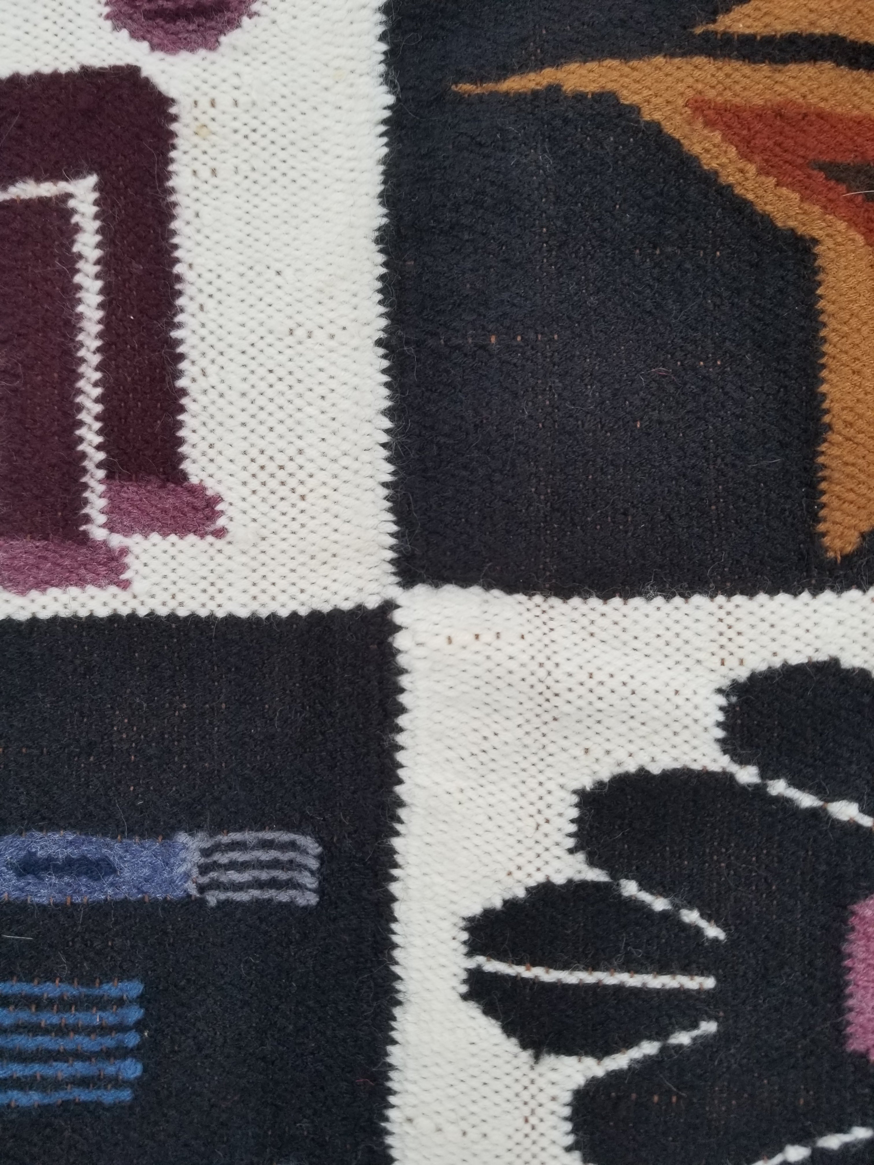 Vintage Handwoven Peruvian Incan Diety Folk Art Kilim Tapestry 157x119cm