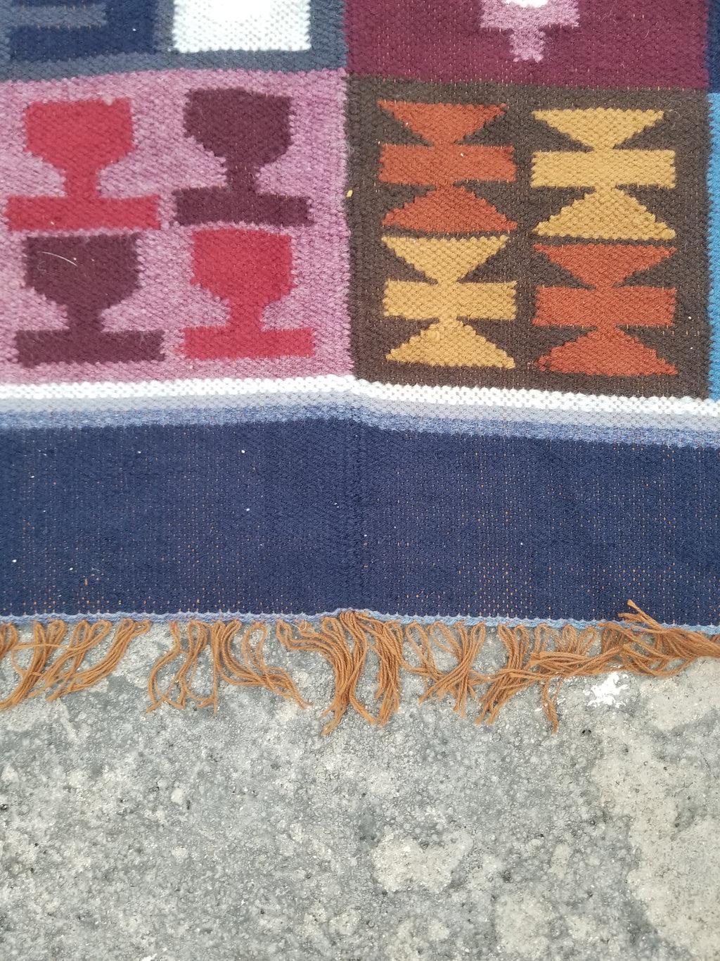 Vintage Handwoven Peruvian Incan Diety Folk Art Kilim Tapestry 157x119cm