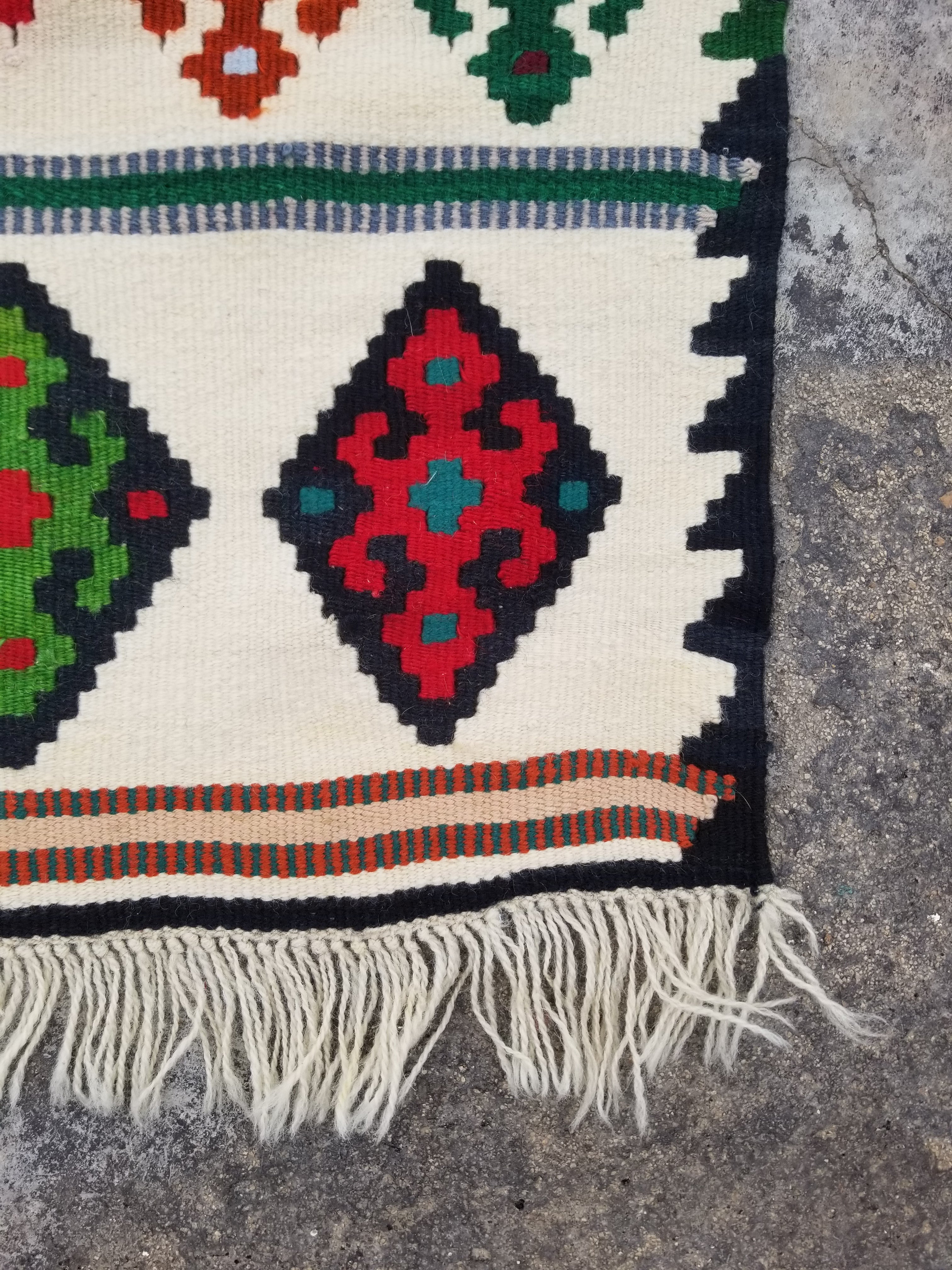 Vintage Traditional Handmade Turkish Wool Multicolor Kilim 139x71cm
