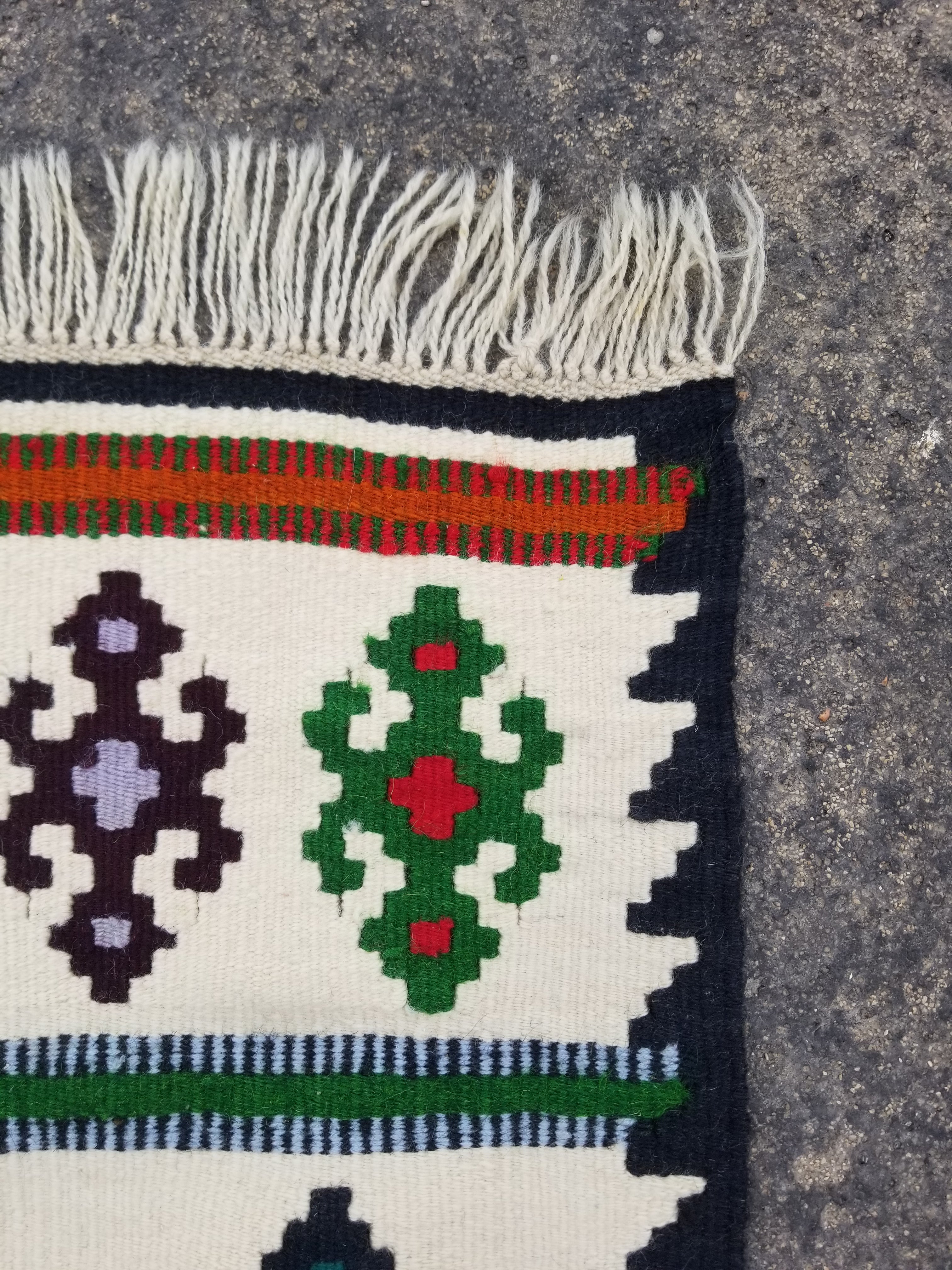 Vintage Traditional Handmade Turkish Wool Multicolor Kilim 139x71cm