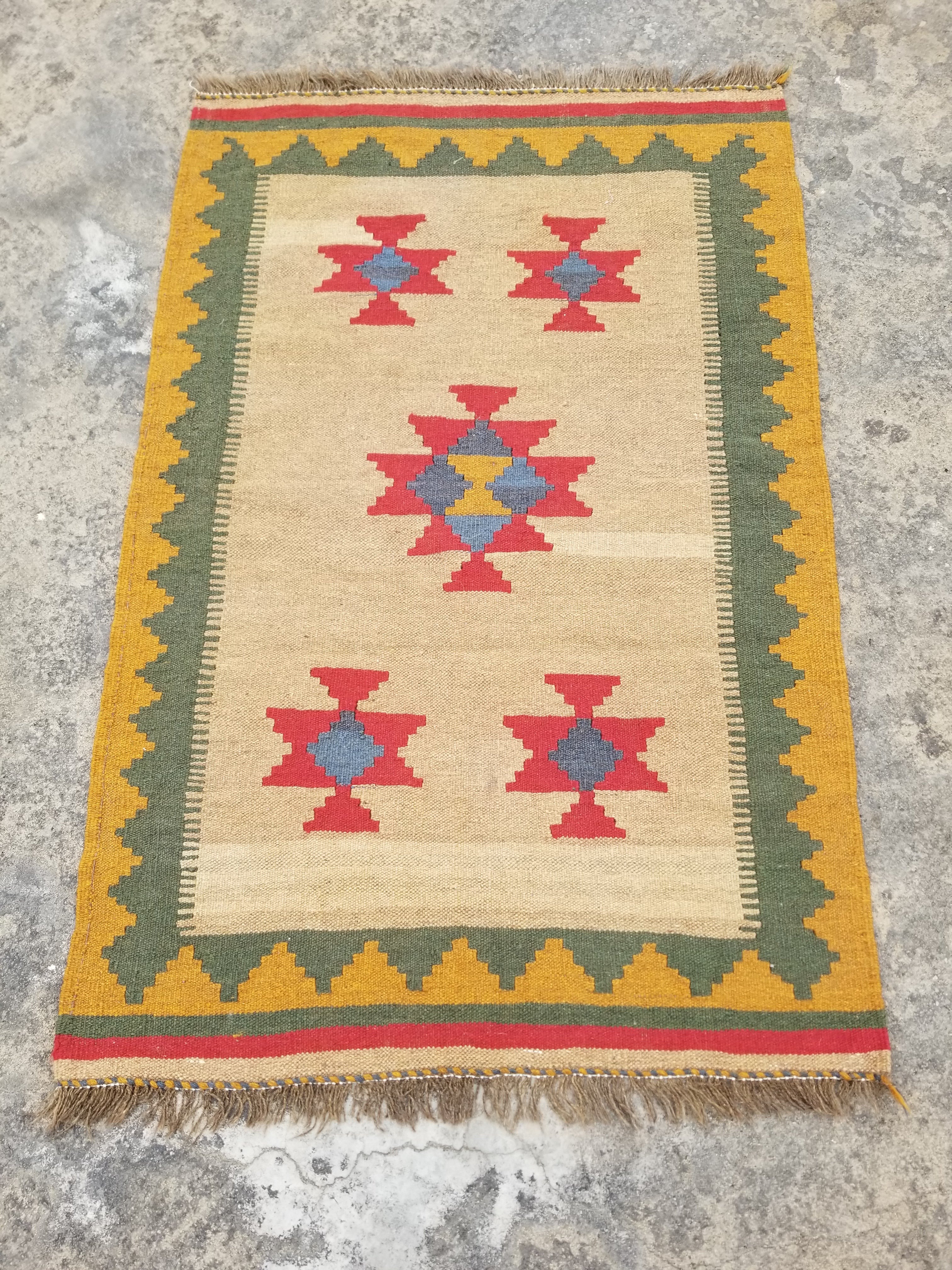 Vintage Traditional Handmade Turkish Wool Multicolor Kilim 144x96cm