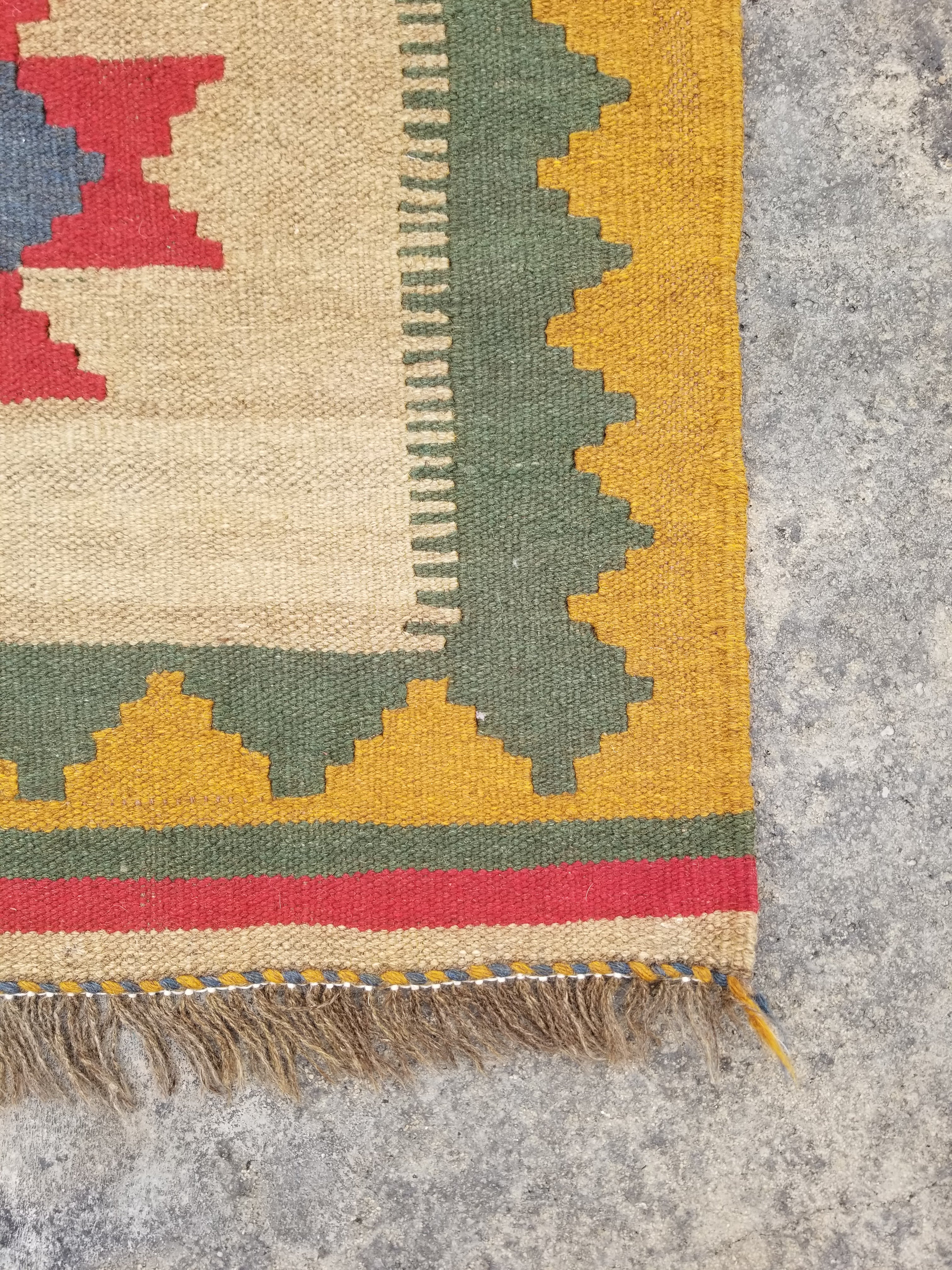 Vintage Traditional Handmade Turkish Wool Multicolor Kilim 144x96cm