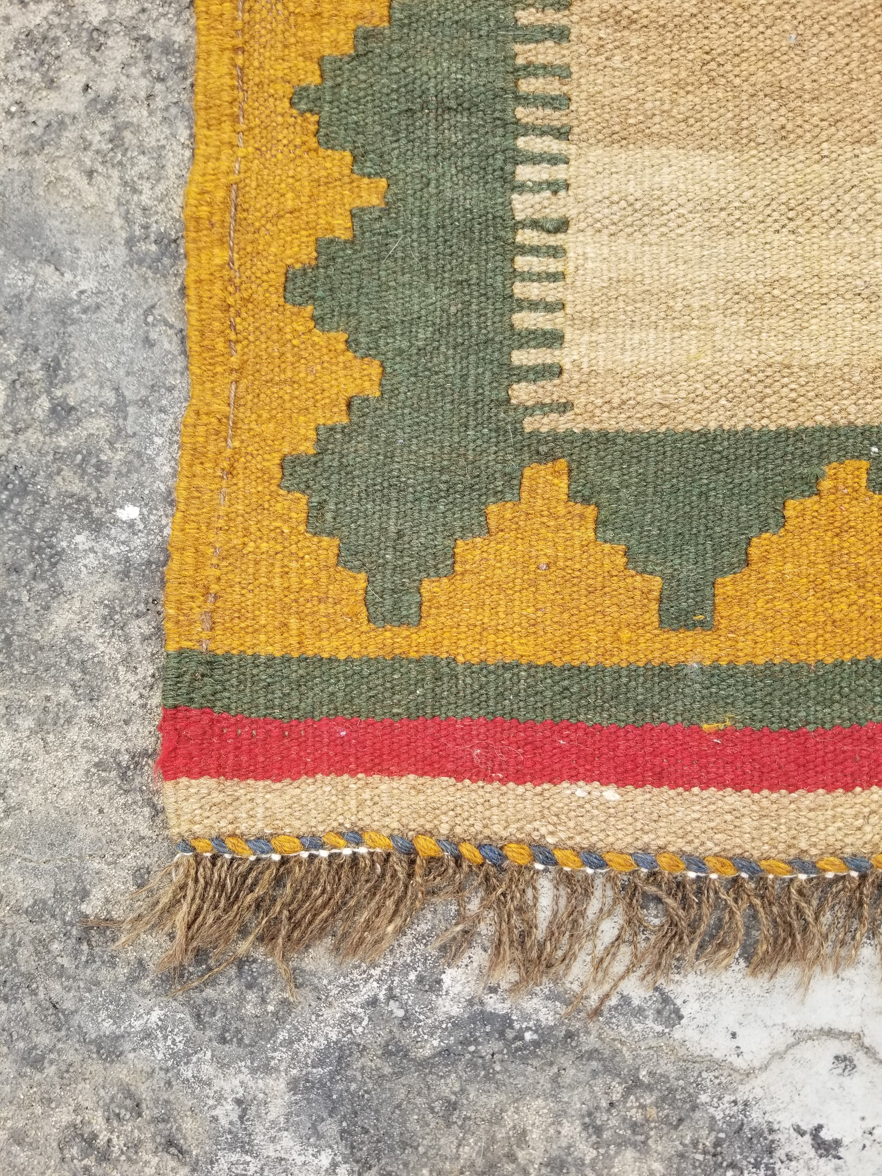 Vintage Traditional Handmade Turkish Wool Multicolor Kilim 144x96cm