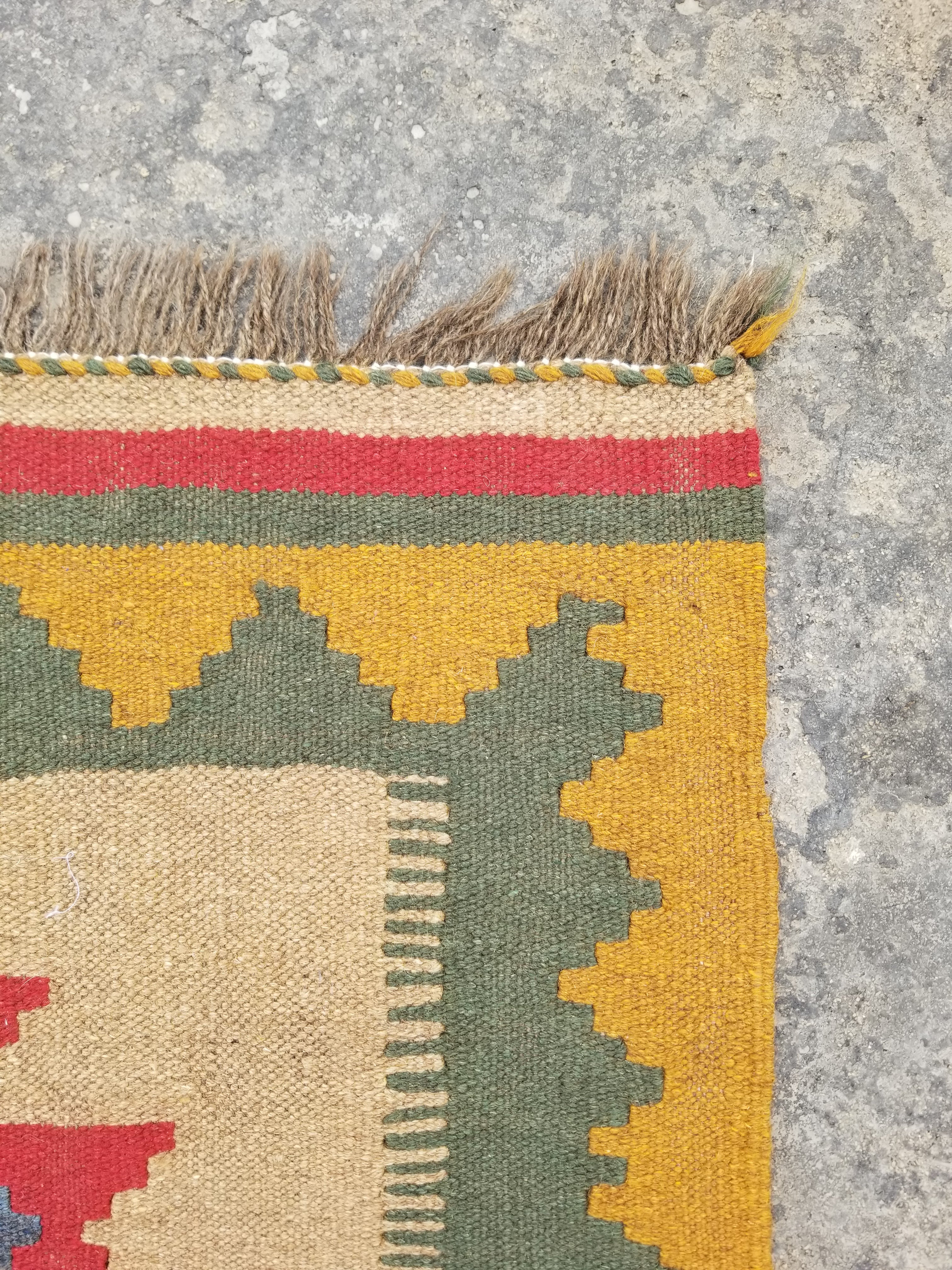 Vintage Traditional Handmade Turkish Wool Multicolor Kilim 144x96cm