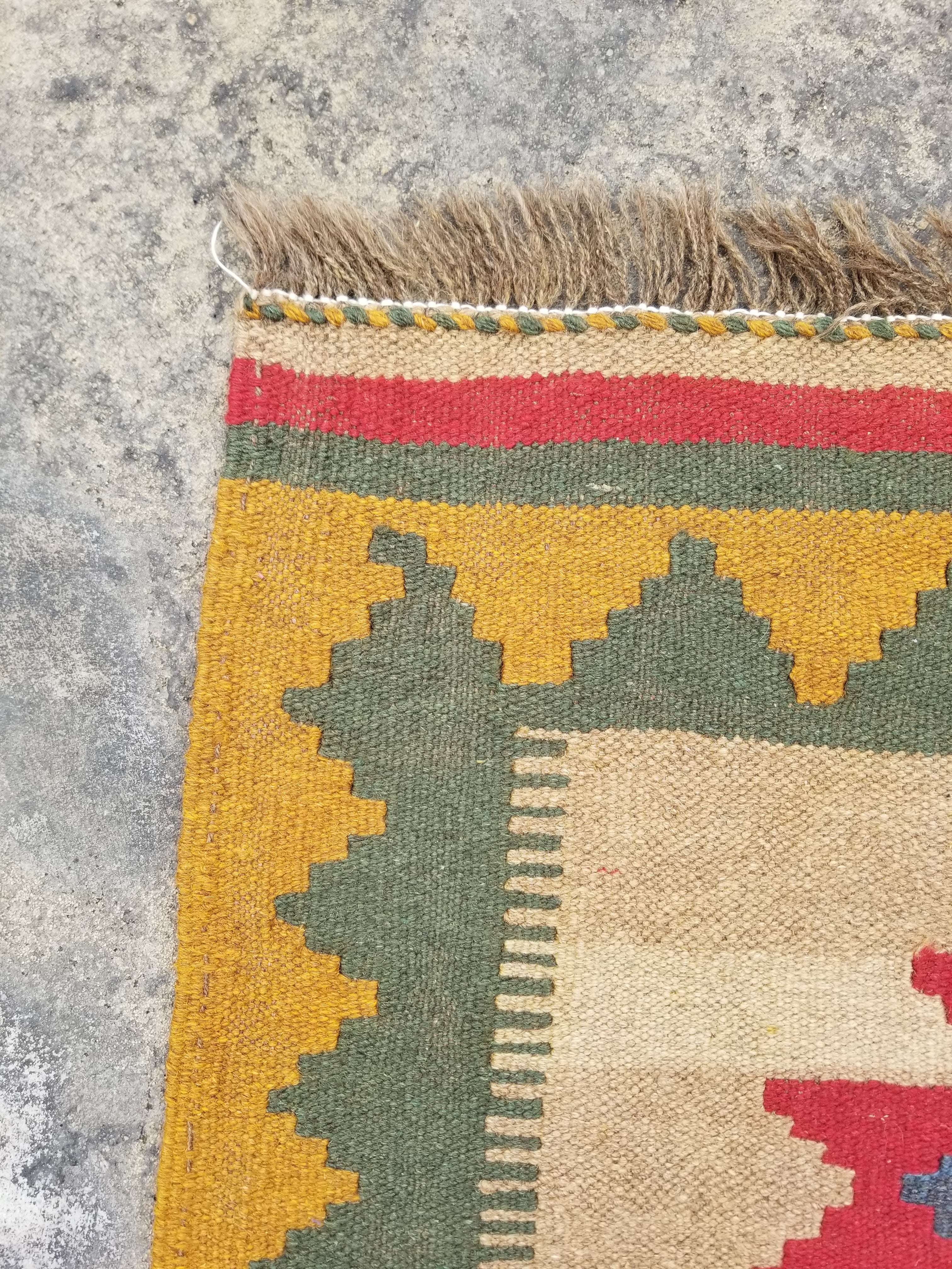 Vintage Traditional Handmade Turkish Wool Multicolor Kilim 144x96cm