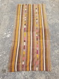 Antique Traditional Handmade Tribal Oriental Wool Multicolor Kilim 185x81cm