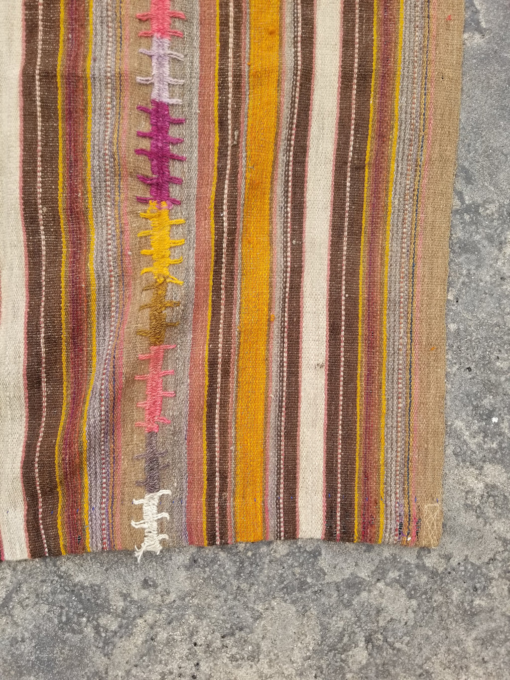 Antique Traditional Handmade Tribal Oriental Wool Multicolor Kilim 185x81cm
