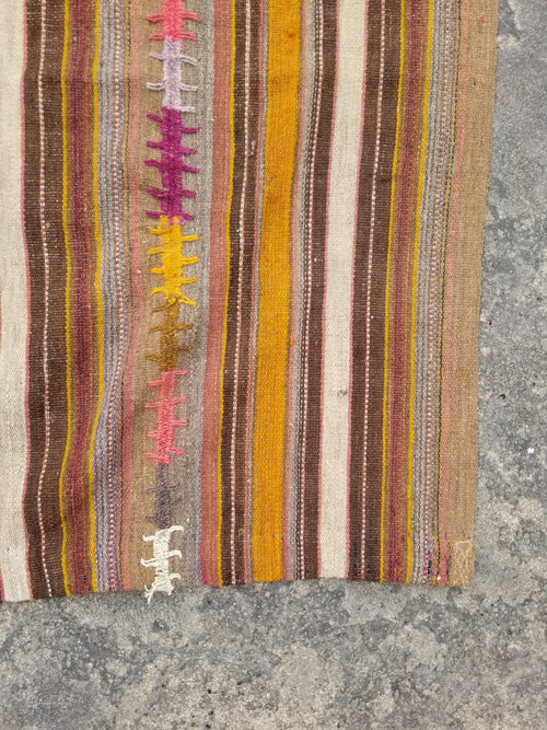 Antique Traditional Handmade Tribal Oriental Wool Multicolor Kilim 185x81cm