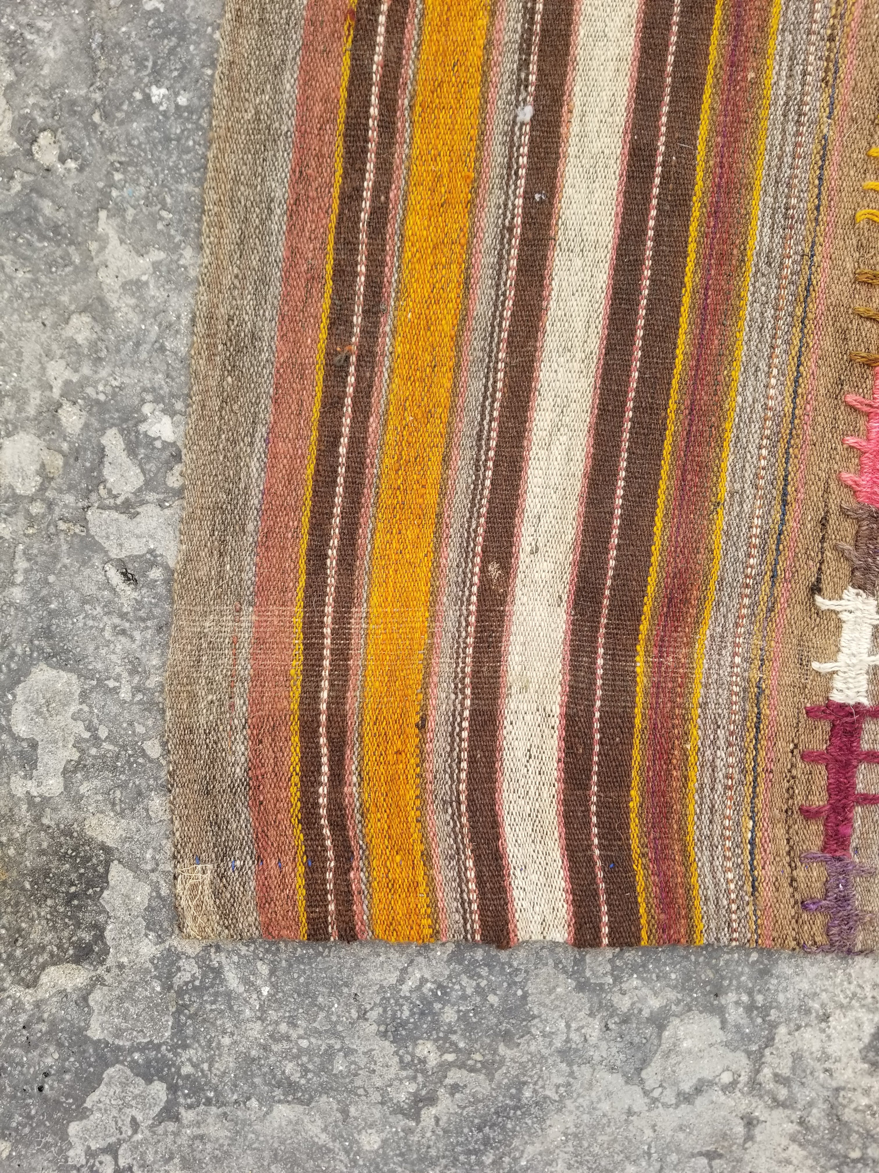 Antique Traditional Handmade Tribal Oriental Wool Multicolor Kilim 185x81cm