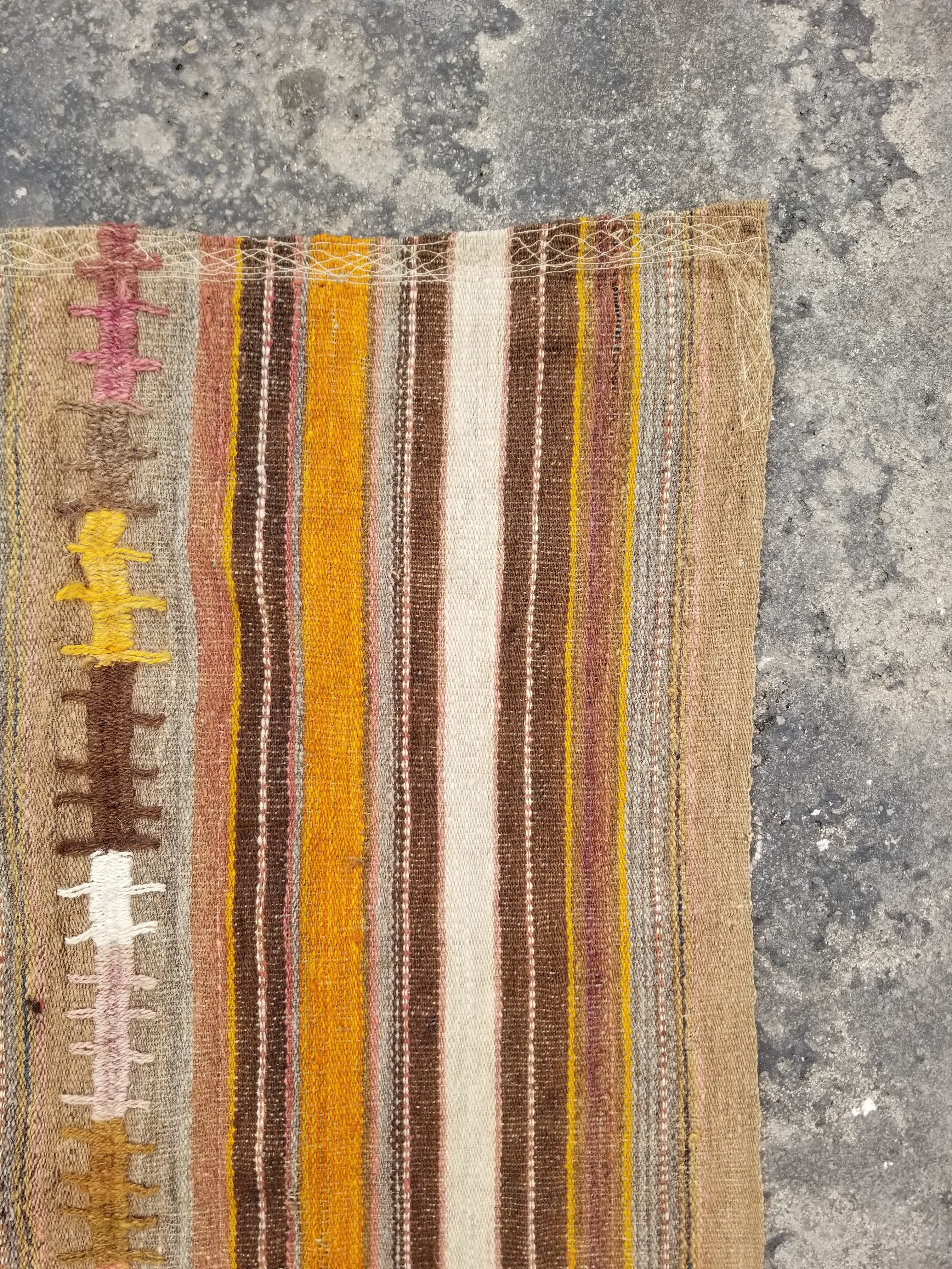 Antique Traditional Handmade Tribal Oriental Wool Multicolor Kilim 185x81cm