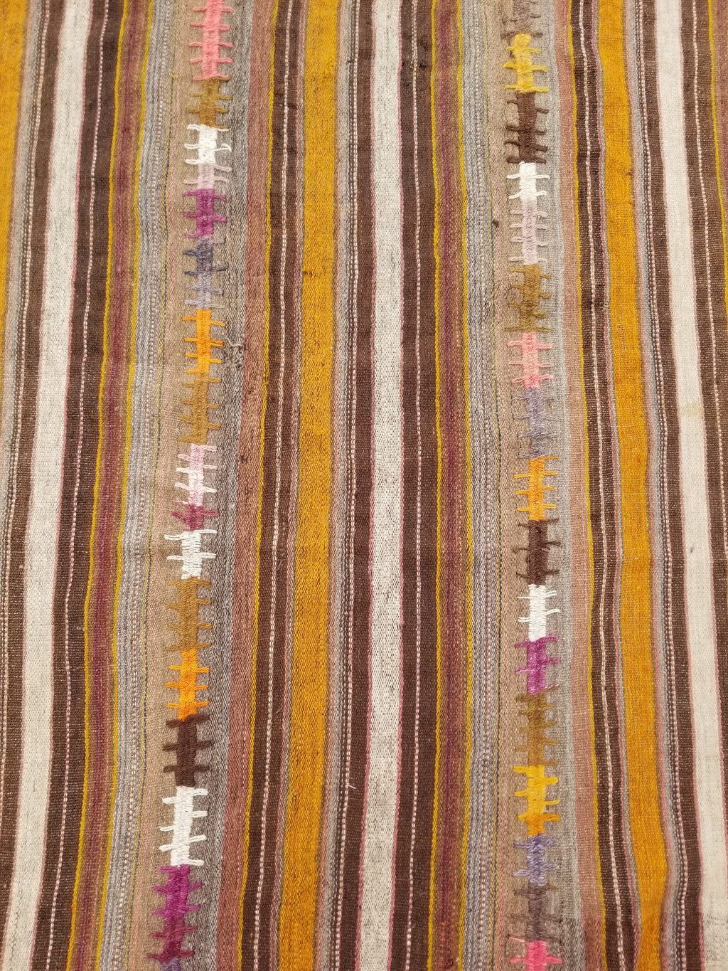 Antique Traditional Handmade Tribal Oriental Wool Multicolor Kilim 185x81cm