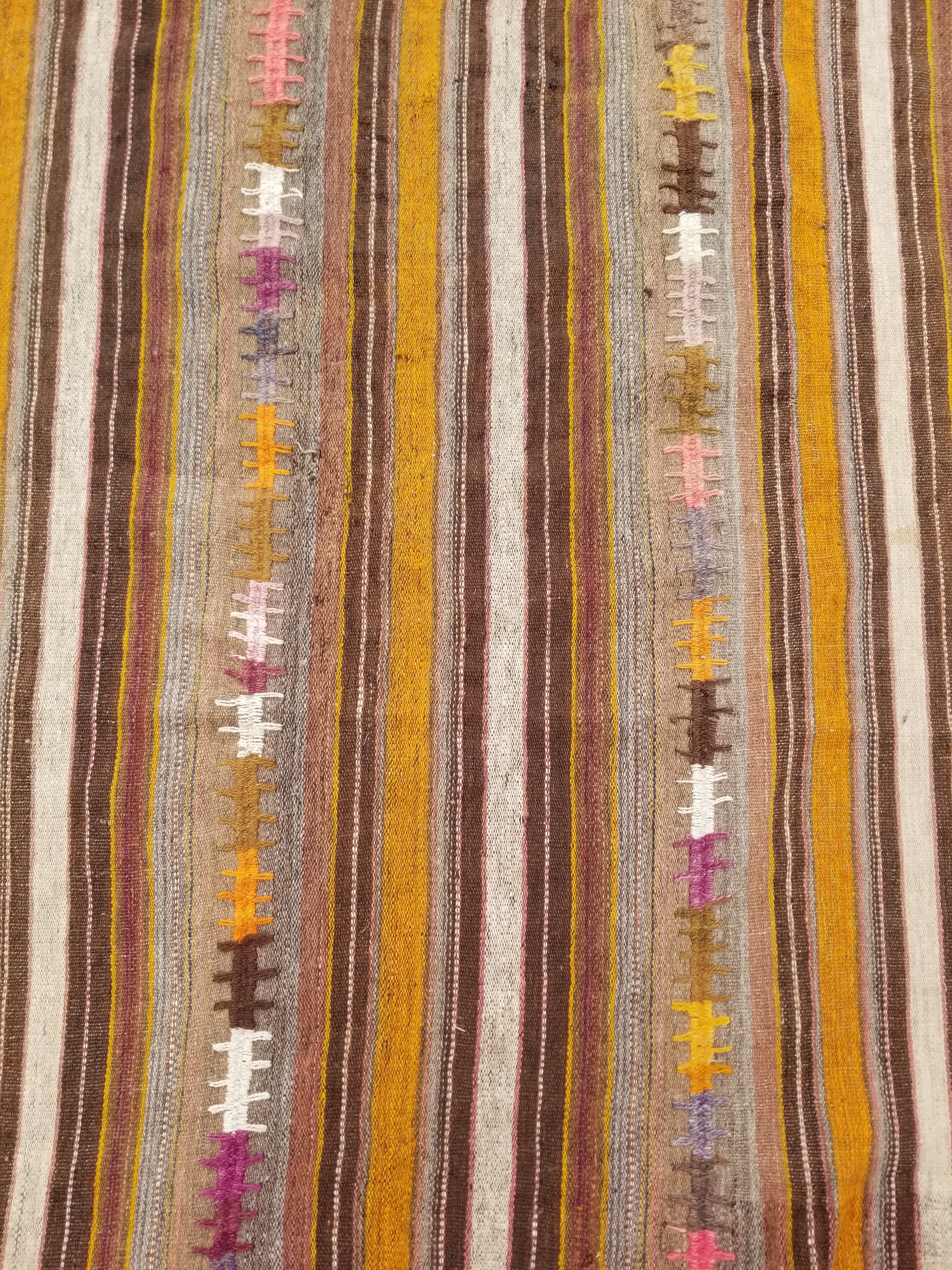 Antique Traditional Handmade Tribal Oriental Wool Multicolor Kilim 185x81cm