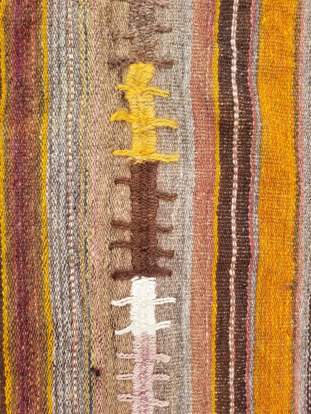 Antique Traditional Handmade Tribal Oriental Wool Multicolor Kilim 185x81cm