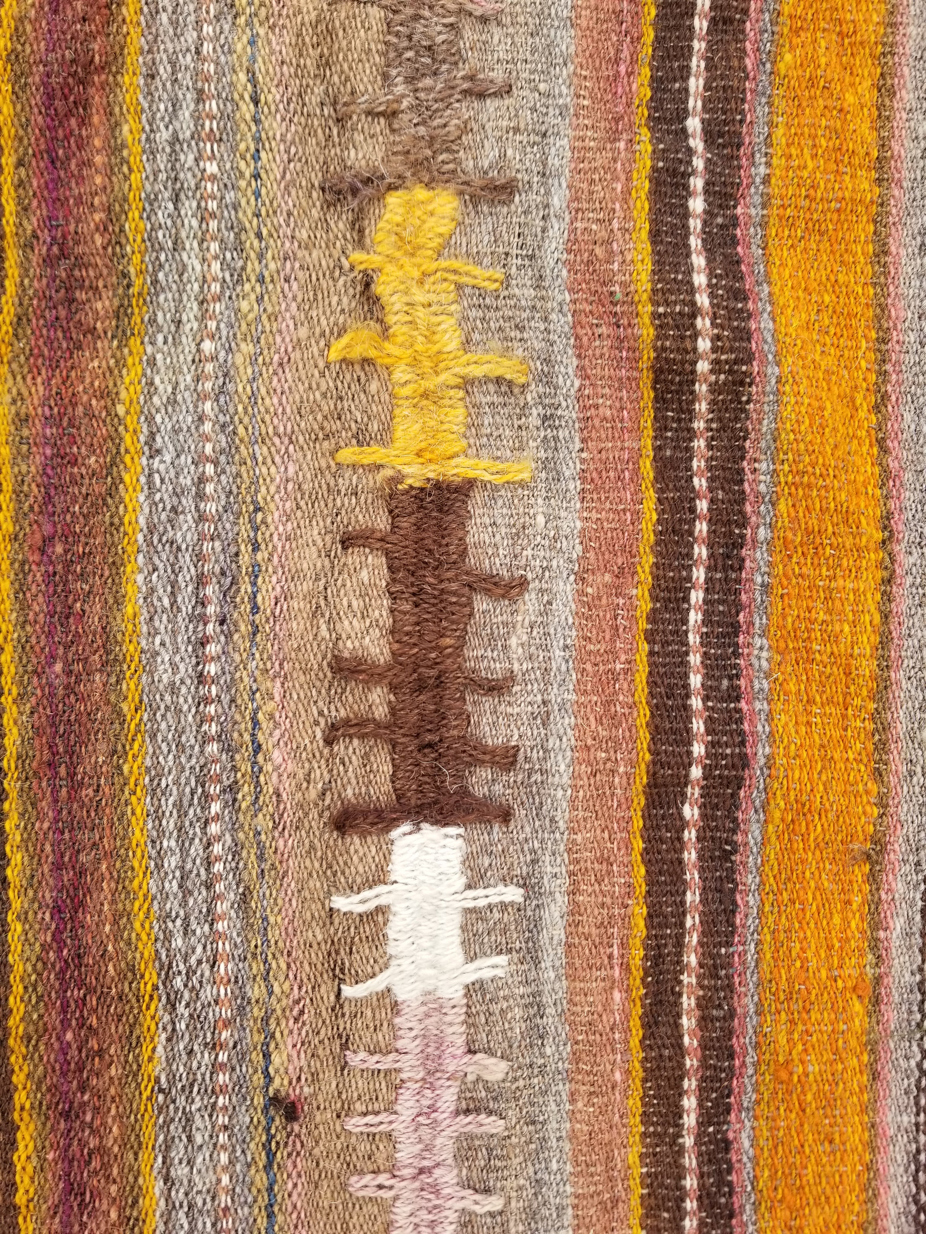 Antique Traditional Handmade Tribal Oriental Wool Multicolor Kilim 185x81cm