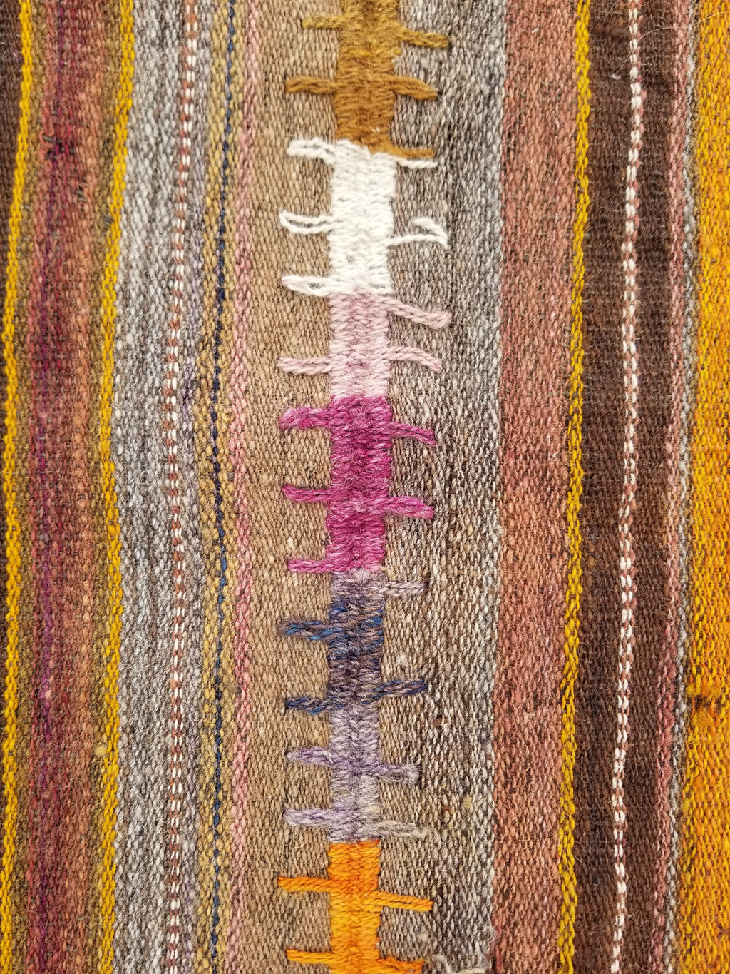 Antique Traditional Handmade Tribal Oriental Wool Multicolor Kilim 185x81cm