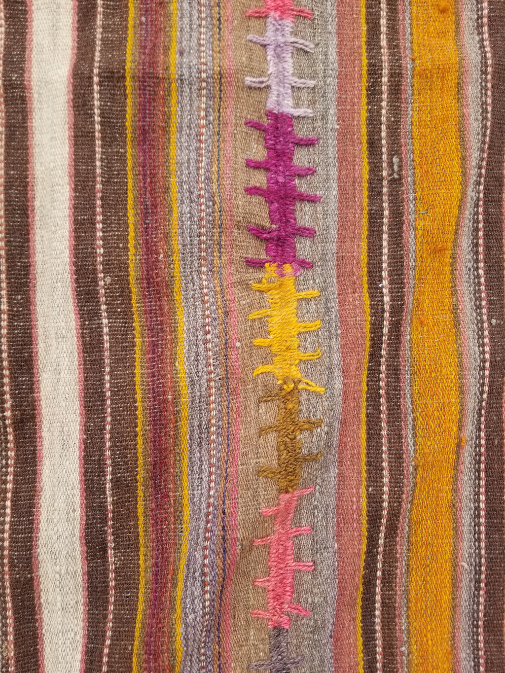 Antique Traditional Handmade Tribal Oriental Wool Multicolor Kilim 185x81cm