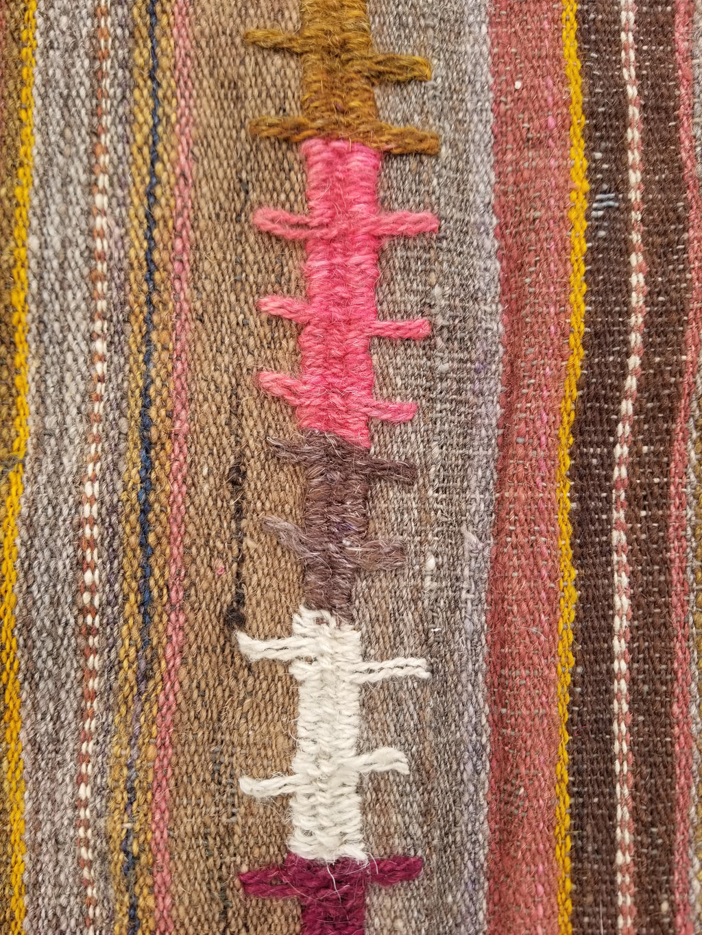 Antique Traditional Handmade Tribal Oriental Wool Multicolor Kilim 185x81cm
