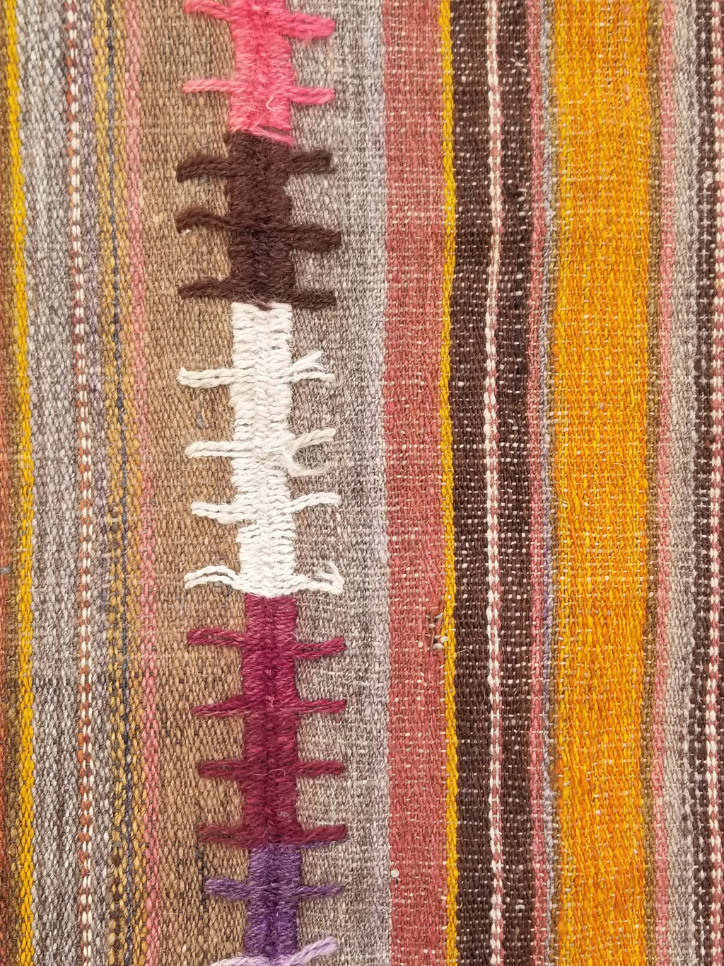 Antique Traditional Handmade Tribal Oriental Wool Multicolor Kilim 185x81cm