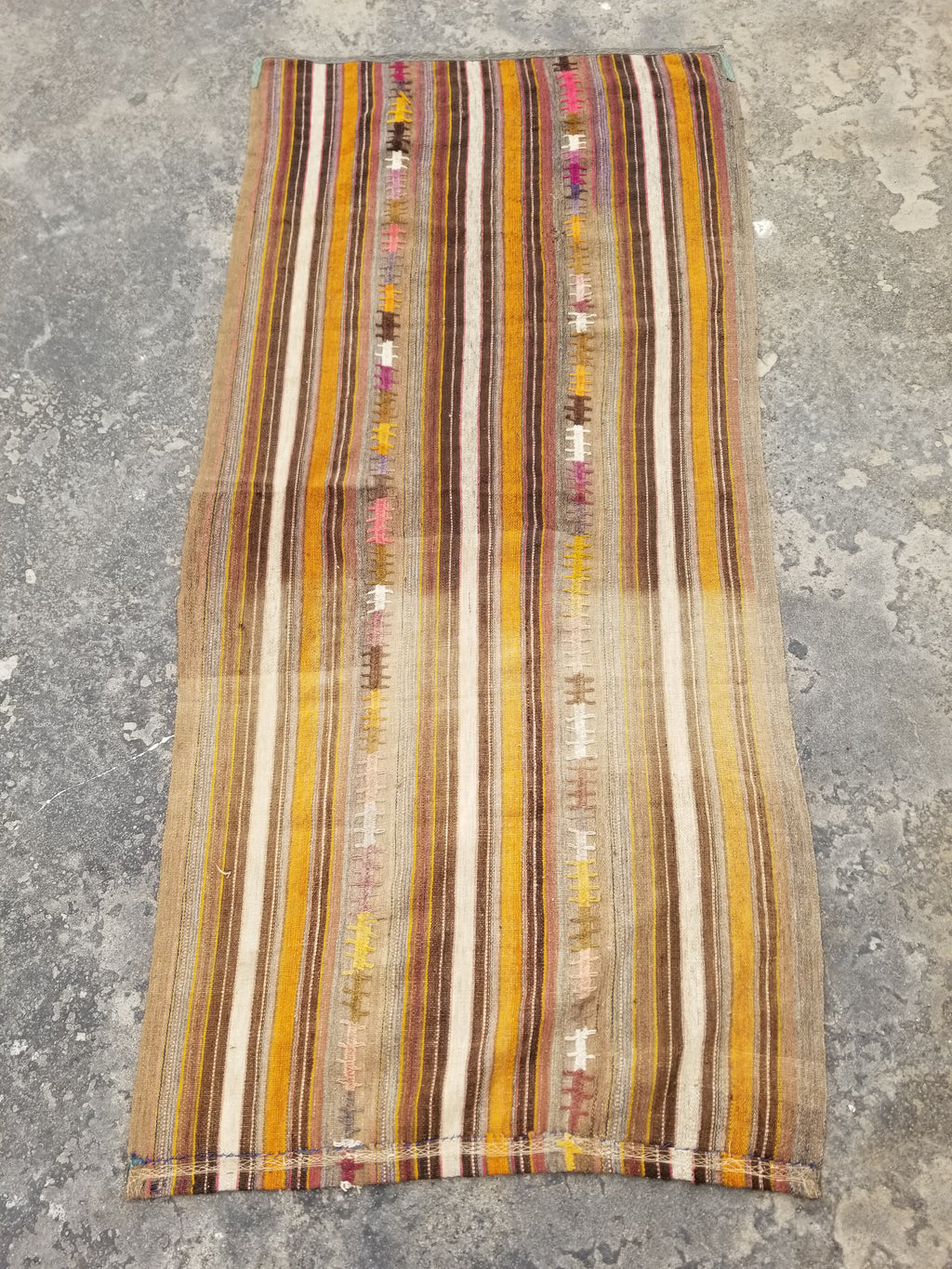 Antique Traditional Handmade Tribal Oriental Wool Multicolor Kilim 185x81cm