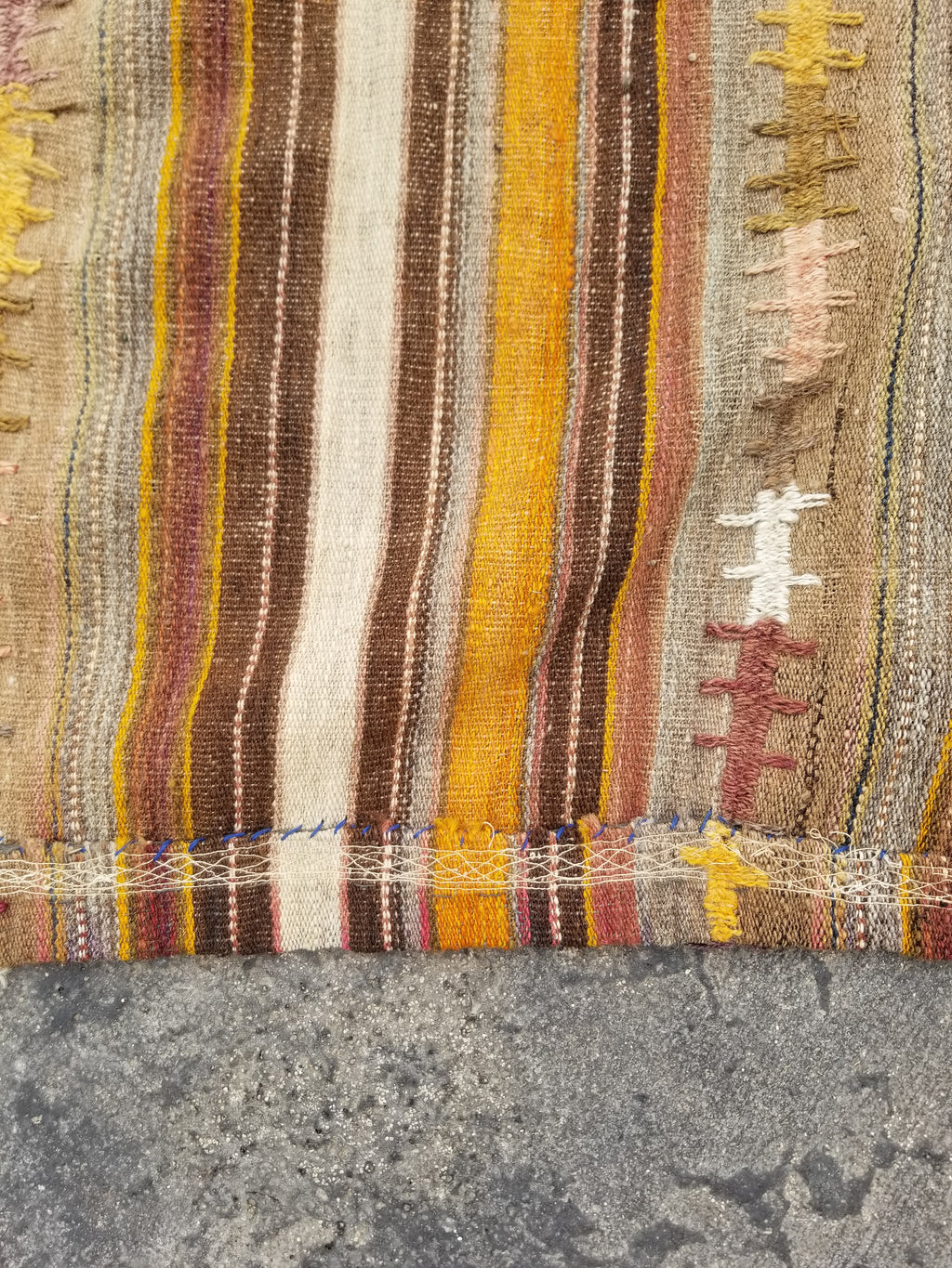 Antique Traditional Handmade Tribal Oriental Wool Multicolor Kilim 185x81cm