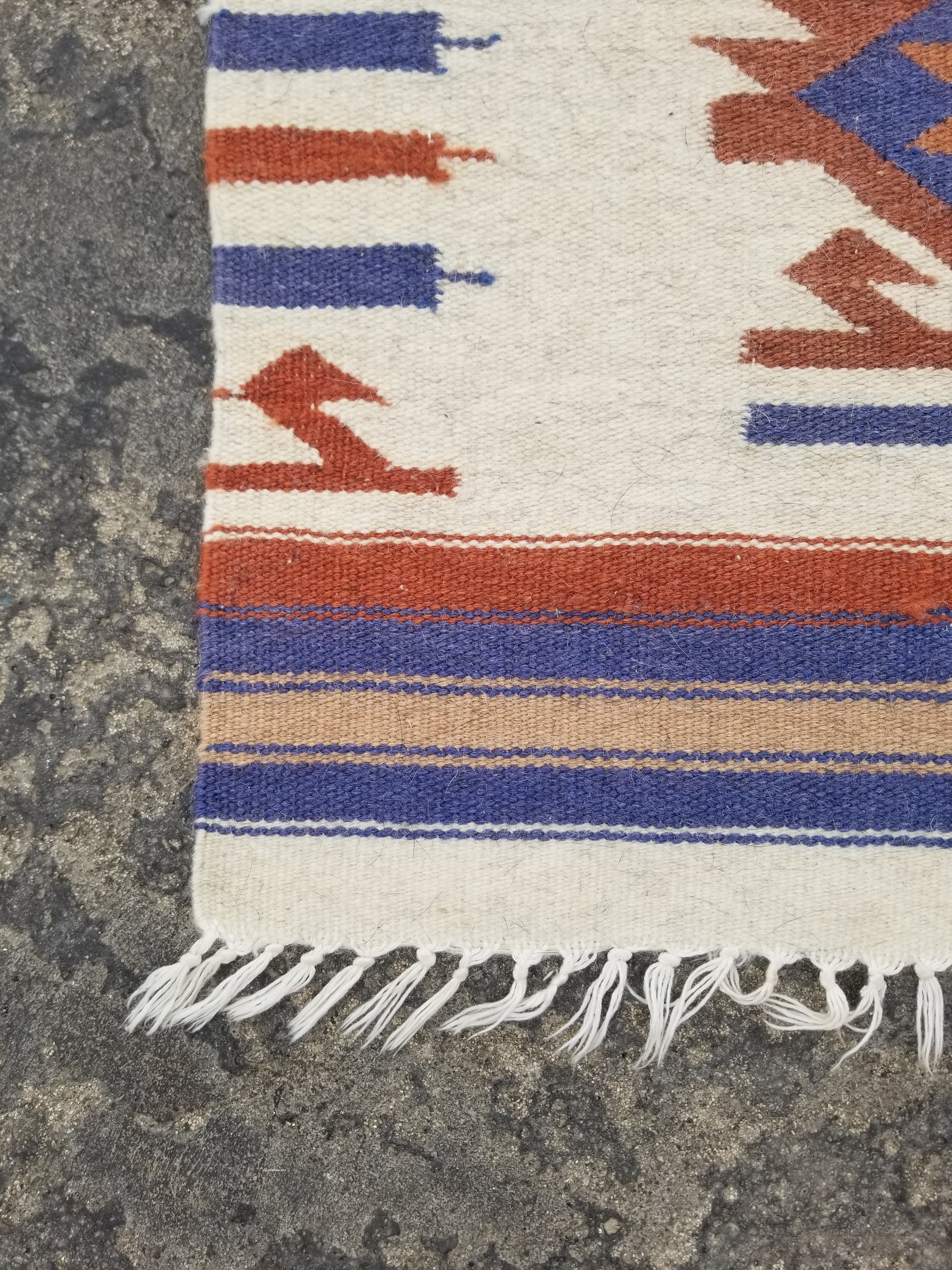 Vintage Traditional Handmade Mexican Wool Multicolor Kilim 102x61cm